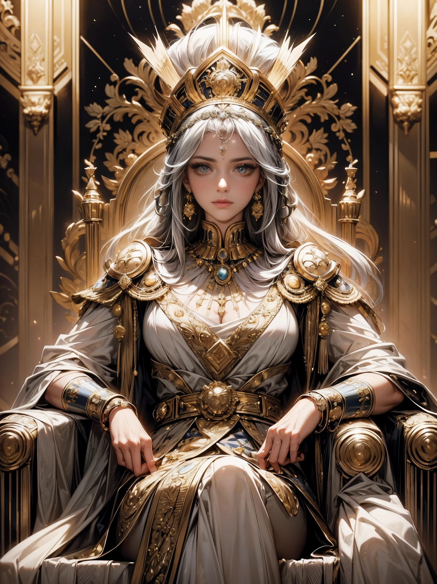 (highest quality,4k,High resolution,masterpiece:1.2),Super detailed,realistic,Portrait,detailed and beautiful eyes,beautiful detailed lips,highly detailed eyes and face,long eyelashes,roman emperor,Constantine the Great,Imperial Ware,magnificent appearance,hall々A splendid figure勢,Historical presence,Majestic aura,hall々A splendid figure,dramatic lighting,Like a marble sculpture,beauty beyond age,stoic expression,A halo of light,Rich color palette,Luxurious robes,Exquisite Gold Accents,Glamorous thrones,Calm background,Imperial Authority,Overwhelming presence,royal palace,magnificent architecture,an awe-inspiring atmosphere,Imperial Insignia,Lion motif,radiant power,Monumental grandeur,A lasting legacy,Divine Ruler,golden age,Legendary Conqueror,Symbol of the Roman Empire,It has inspired artists throughout history.