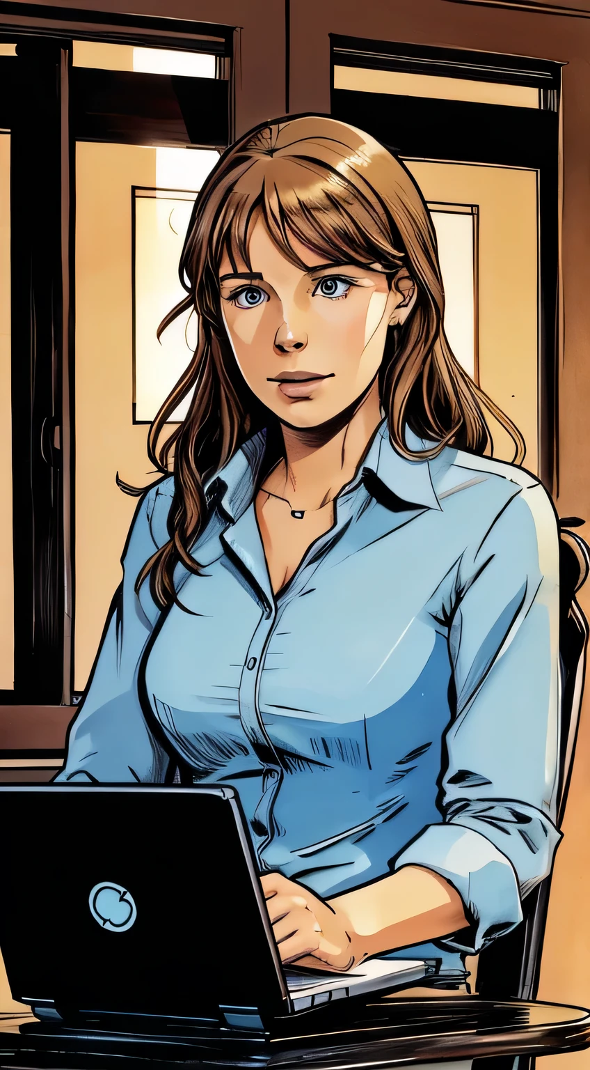 Charlotte receives a call while she is working on her laptop 