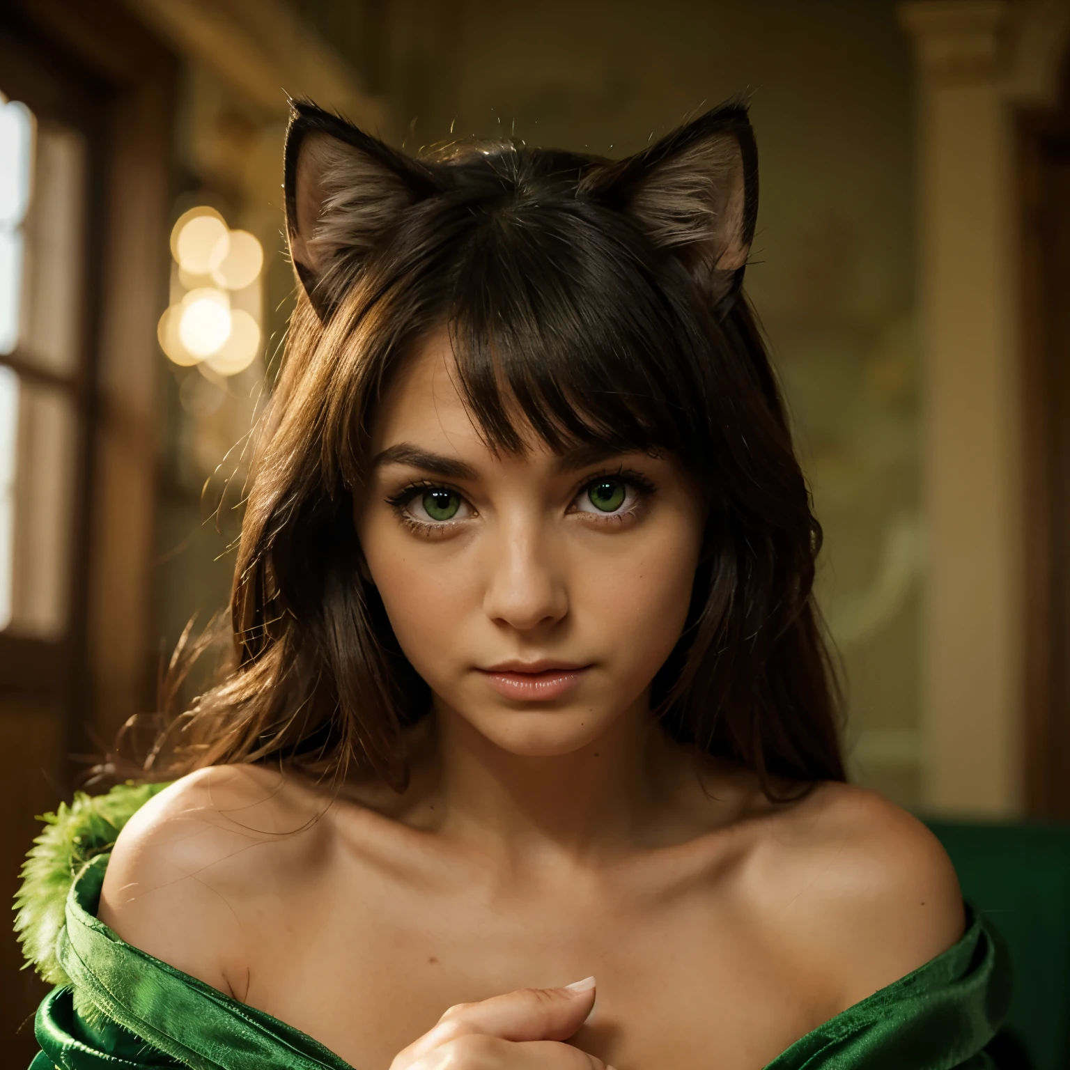 A fearless little cat with emerald green eyes and silky soft fur.