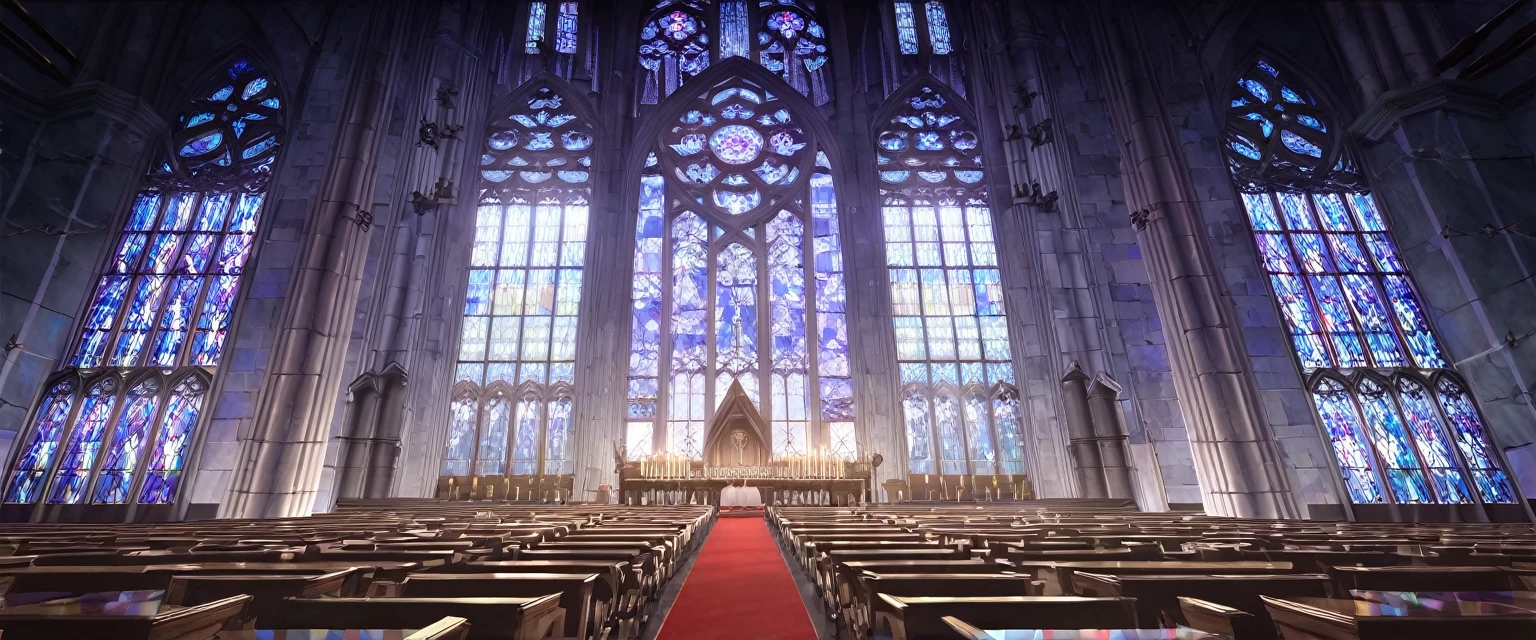 #quality(8k,wallpaper of extremely detailed CG unit, ​masterpiece, hight resolution, top-quality, top-quality real texture skin,hyper realisitic, digitial painting,increase the resolution,RAW photos，best qualtiy,highly detailed,the wallpaper), you can see the huge stained glass at huge gothic church,at there many people now worshiping,#stained glass(so huge,baklit,so shiny,a beautiful angel is drawn,godlike stained glass),#background(in the huge church,huge stained glass,many people looks small from far away,),long shot,long view