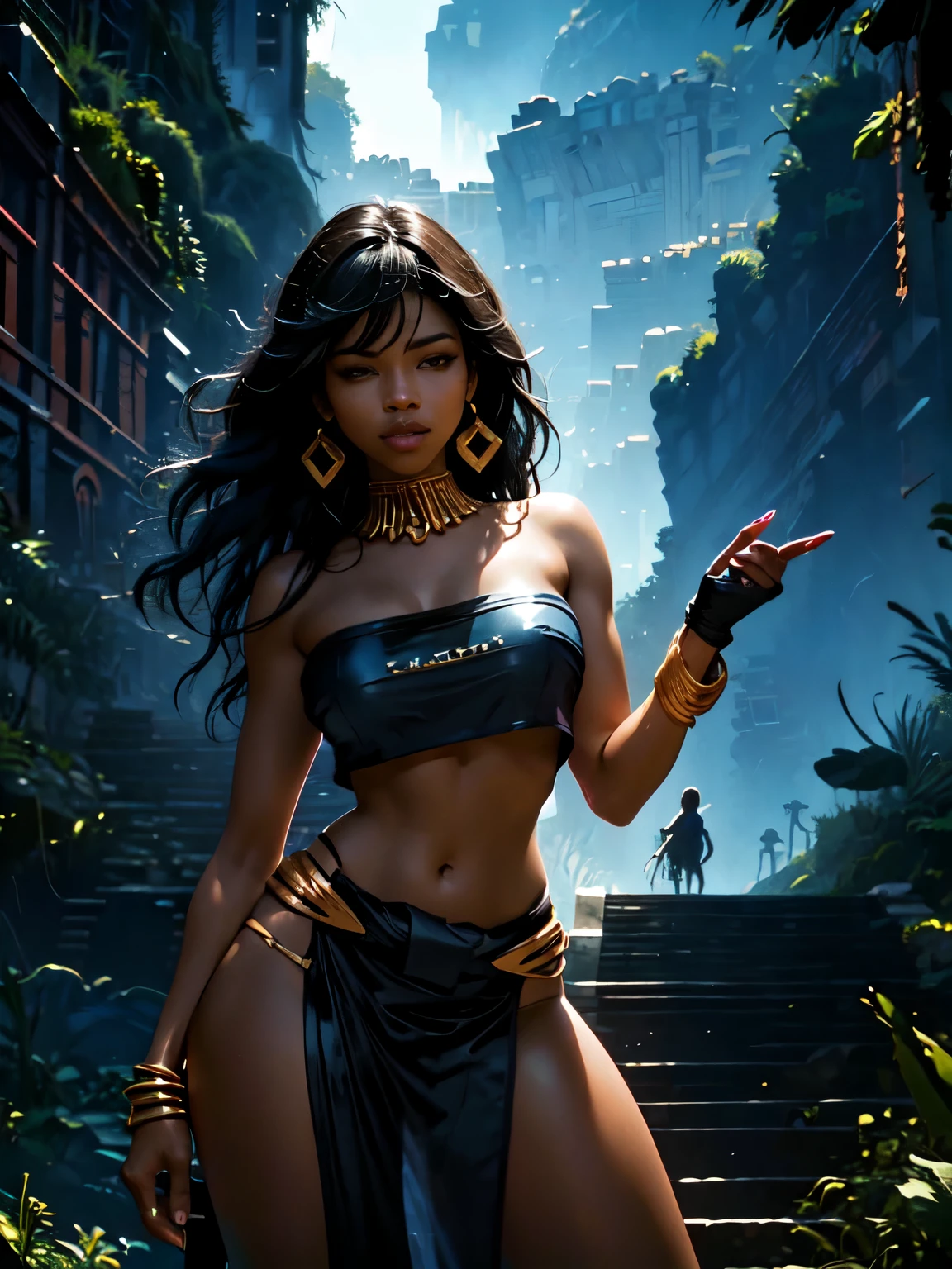 An ebony girl, afro hermosa, piel negra hermosa, K-pop idol, pretty girl, chica sexy, Cabello blanco trenzado, detalles intrincados de la cara, cara detallada, golden ratio face, pecho grande y desnudos, gran trasero, cadera grande, muslos grandes, cuerpo completo, k, HD, HDR, alta calidad, alto detallado, Hiper detallado, Extremadamente detallado, foto realista, ultra realista, foto de arte, aclarar los detalles, partes detalladas del cuerpo, obra maestra de obra de arte intrincada, Tendencias en artstation