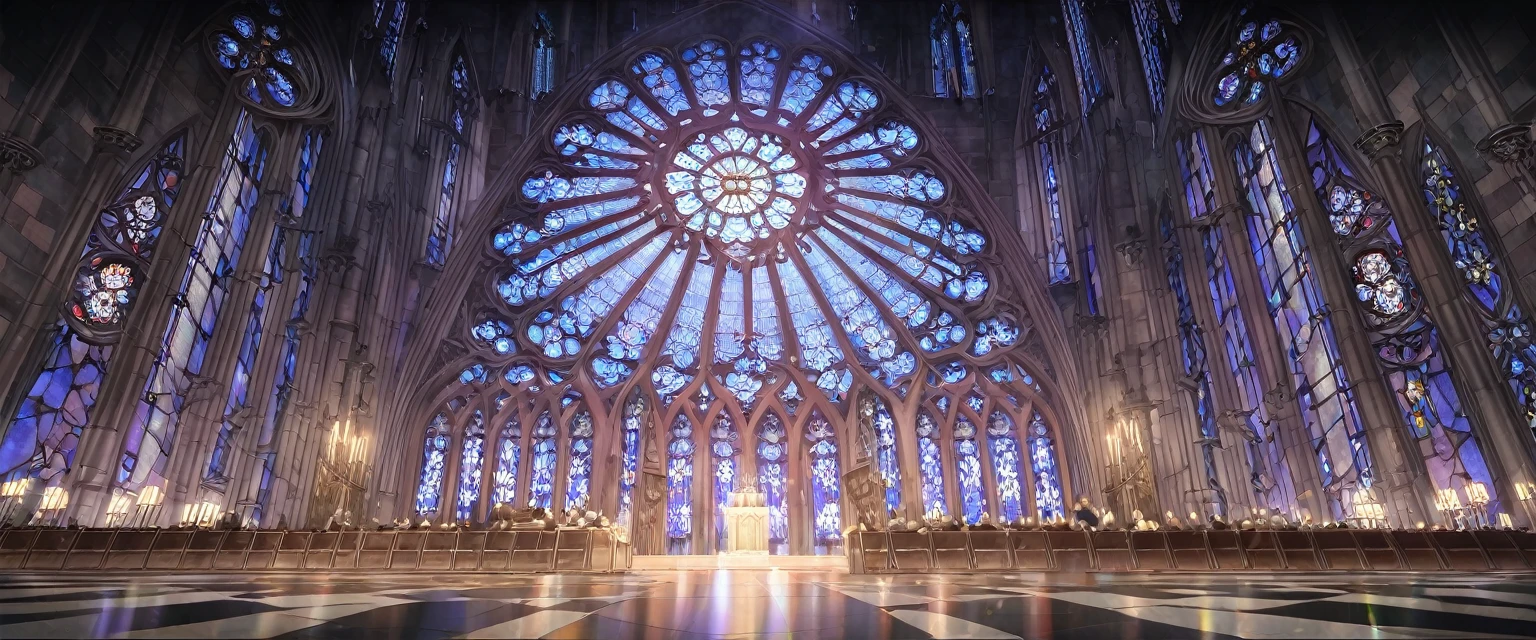 #quality(8k,wallpaper of extremely detailed CG unit, masterpiece, hight resolution, top-quality, top-quality real texture skin,hyper realisitic, digitial painting,increase the resolution,RAW photos,best qualtiy,highly detailed,the wallpaper), you can see the huge stained glass at huge gothic church,at there many people now worshiping,#stained glass(so huge,baklit,so shiny,a beautiful angel is drawn,godlike stained glass),#background(in the huge church,huge stained glass,many people looks small from far away,),long shot,long view