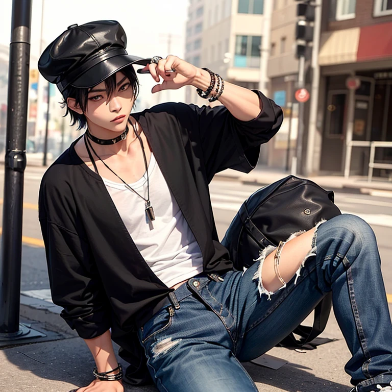 Ren Suzuki has messy black hair, intense dark brown eyes, and a fit physique. He is often seen wearing loose black t-shirts, jeans or urban-style pants, and worn-out sneakers. Occasionally, he accessorizes with leather and silver bracelets, distinctive rings, and a loose black hat.