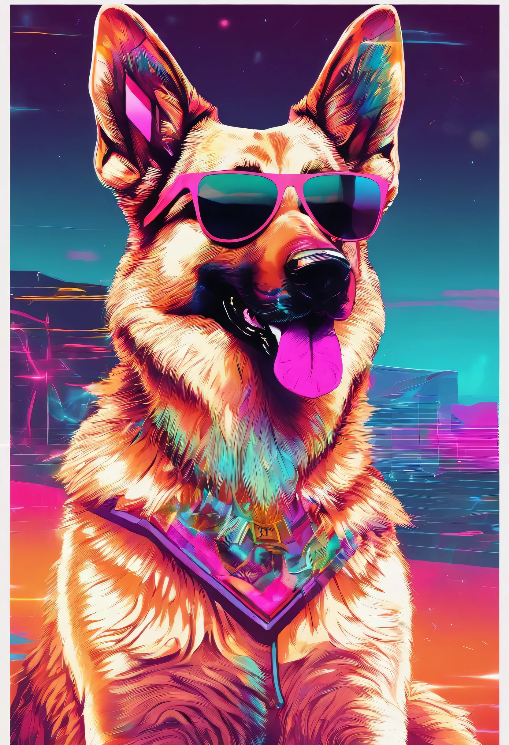 German Shepherd in light brown white with sunglasses 