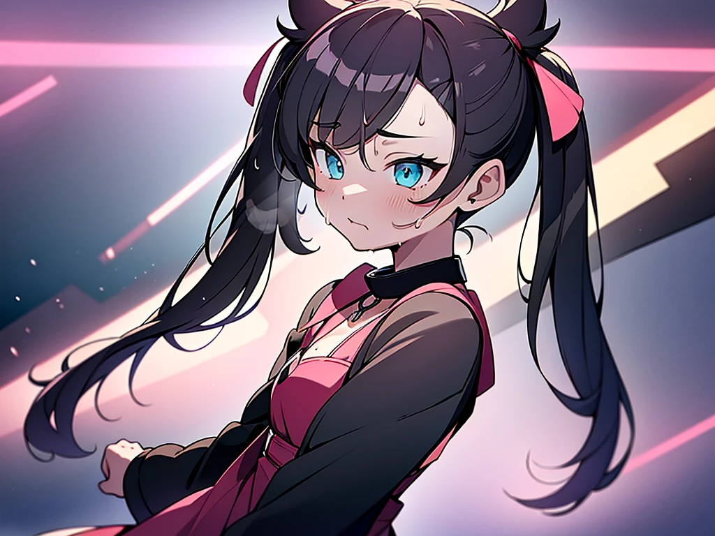 hmmarnie, aqua eyes, black choker, red ribbon, pink dress, jewelry, black jacket, open clothes, long sleeves,(masterpiece:1.3), (High resolution), (8K), (very detailed), (4k), (pixiv), perfect face, beautiful eyes and face, (最high quality), (Super detailed), detailed face and eyes, black pantyhose,pubic hair,黄色いPeeを漏らす裸の女の子,1 girl,alone,spread your legs, embarrassing, blush,黄色いPee, (sweating:1.4),spread your legs,1 girl, (alone), rough skin, confused, High resolution, use_fast_no_frozen_style, use_fast_no_frozen_style, twin tails, very long hair, high quality, 1 girl, nude, Pee, squat, touch the vagina