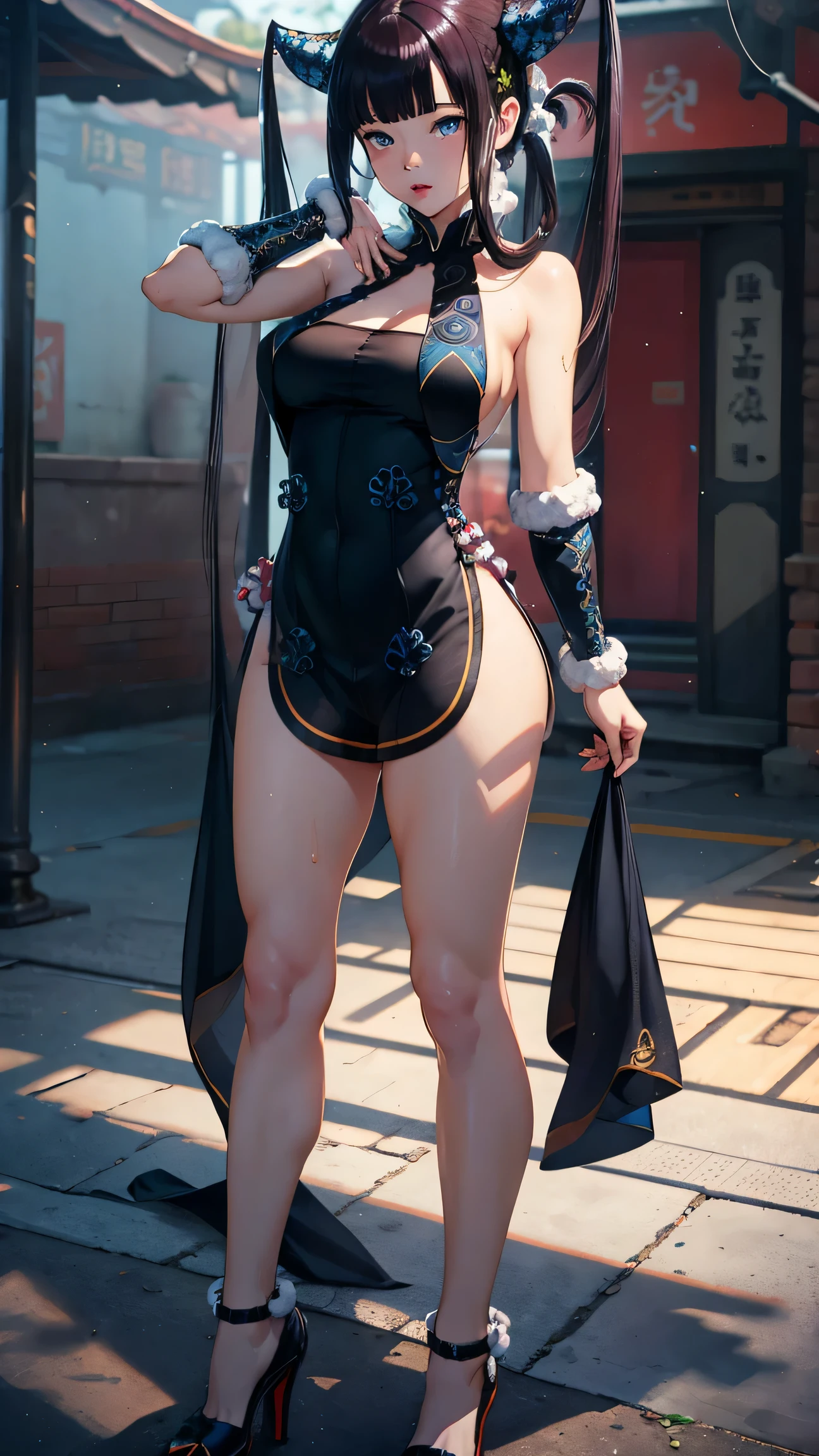 Yang guifei, Unity 16K Wallpaper, Masterpiece, Best Quality, Ultra-Detailed, Extremely Detailed CG, Beautiful Detailed Eyes, solo, curby), Ultra High Resolution, fine skin、sexy, Sweat, thigh fetish, full body