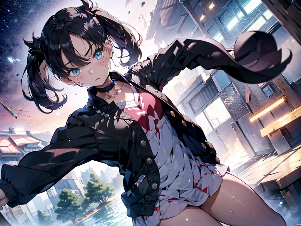 hmmarnie, aqua eyes, black choker, red ribbon, pink dress, jewelry, black jacket, open clothes, long sleeves,(masterpiece:1.3), (High resolution), (8K), (very detailed), (4k), (pixiv), perfect face, beautiful eyes and face, (最high quality), (Super detailed), detailed face and eyes, black pantyhose,pubic hair,黄色いPeeを漏らす裸の女の子,1 girl,alone,spread your legs, embarrassing, blush,黄色いPee, (sweating:1.4),spread your legs,1 girl, (alone), rough skin, confused, High resolution, use_fast_no_frozen_style, use_fast_no_frozen_style, twin tails, very long hair, high quality, 1 girl, nude, Pee, squat, touch the vagina
