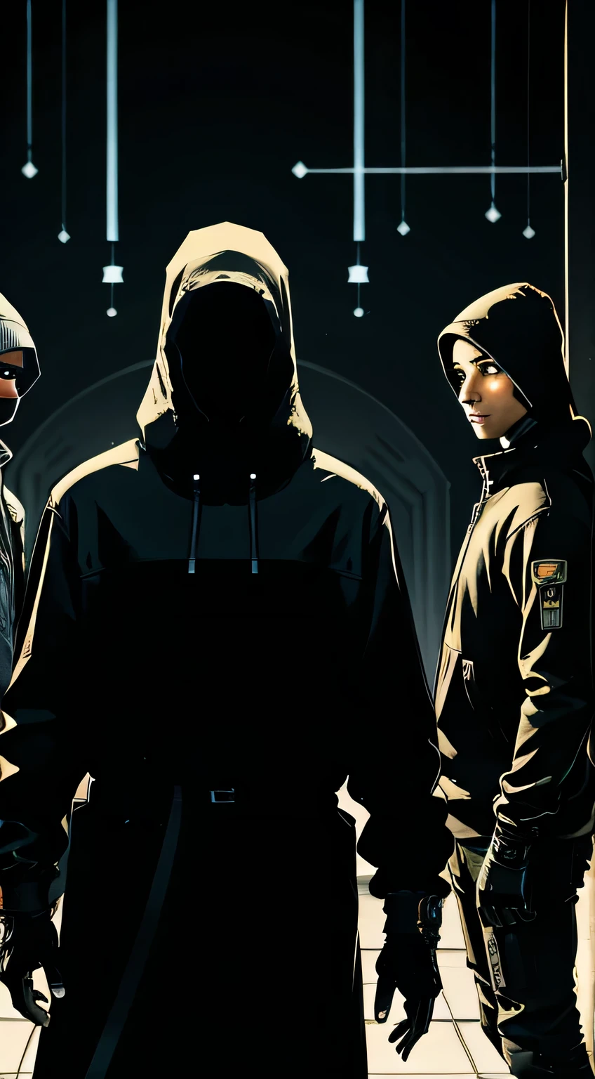 A group of hackers standing in daylight 