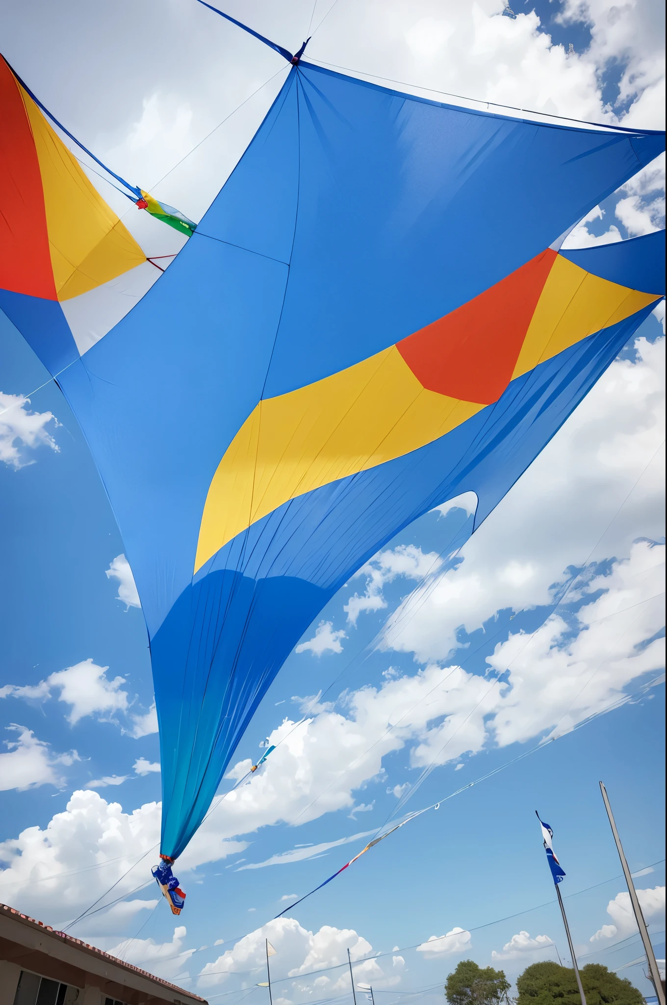 Kites in the sky，blue，Realism，Traditional kites，Solo Kite，clear structure，Beautiful kite，Artistic Kite，Big Kite