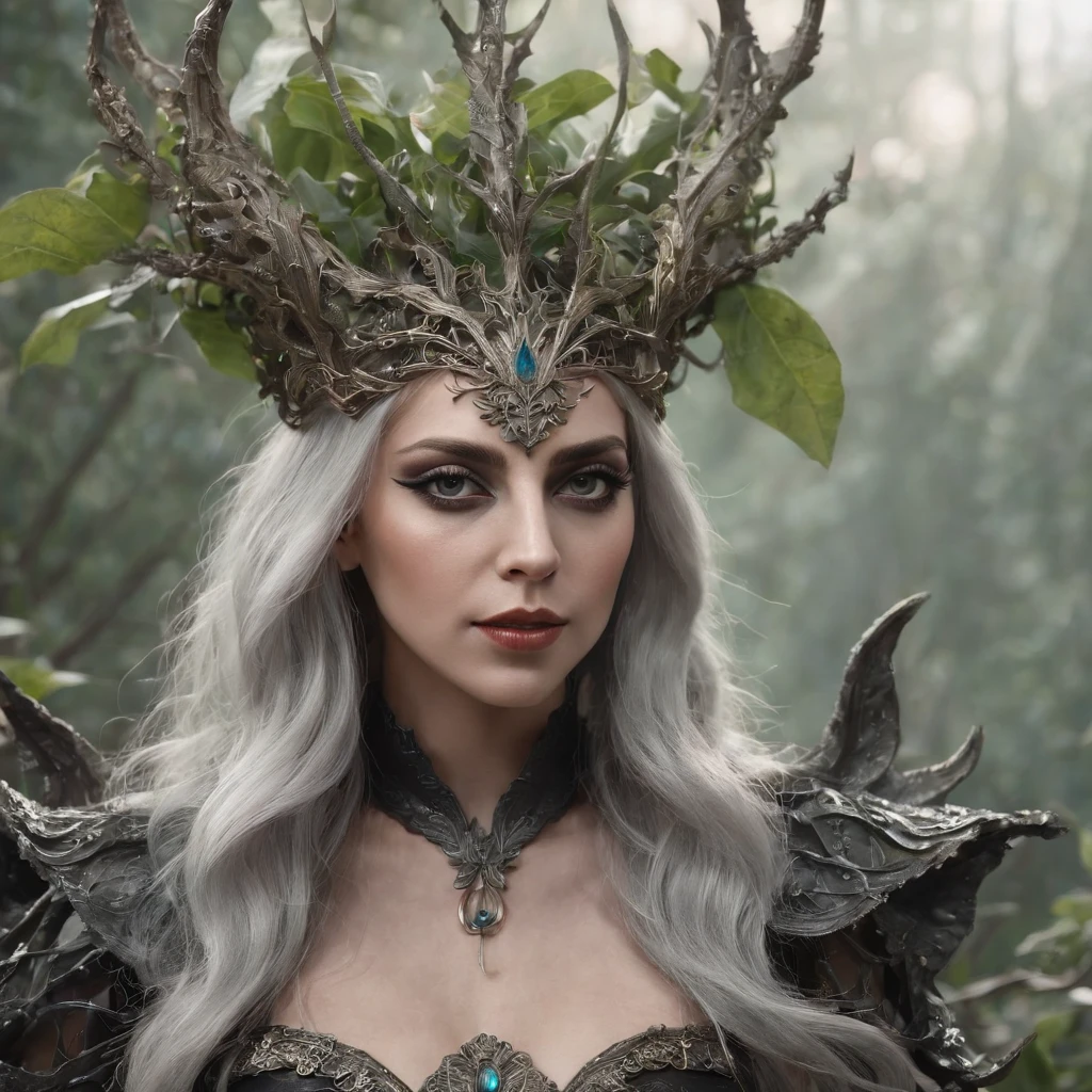 (lady gaga theme) A magical girl (Lady Gaga) whose body is made of vines, plant witch,Vine Queen,Witch of Thorns,Vines weave into a sculpture of a girl,vines woven into clothing,Crazy vines intricate,(Lycoris close-up:1.5),Flower of the other shore is charming,Mysterious Manzhu Shahua,Bloody ghost flowers blooming at the gate of hell,Leading the soul to the afterlife,Evil charm,Flirtatious,Excellent,witch womloy iron flower,Alloy vines are woven into a magical girl,Magical girl has iron flowers on her head,heavy metal style,metal art,flower made of iron,iron leaf,Full metallic luster,Metal texture in the post-industrial era,Crafts made from twisted alloy wire,gold flowers,Iron flower,Silver flower,metal tree branch,a crystal pendant,Emerald inlay,well-built,Perfect craftsmanship,Magic lightning background,blue lightning,There are fairies,dark fantasy style art, dark flower shaman, dark fantasy concept art, bloodborne concept art, dark concept art, Bloody ghost flower, Diablo digital concept art, dark fantasy art style, Dark flowers, 🌺 Computer Graphics Association, bloodborne art, tmasterpiece,art stations,ultra-realistic realism,plant witch,Vine Queen,Witch of Thorns,photorealistic dark concept art, Concept film, Reuven Tan,Painting of woman weaving vines standing in front of devil, goddess of death, author:heroes, beautiful death goddess, beautiful elegant demon queen, dark fantasy style art, portrait of death, onmyoji detailed art, Persephone as the goddess of death, beautiful necromancer, Ominous fantasy illustration