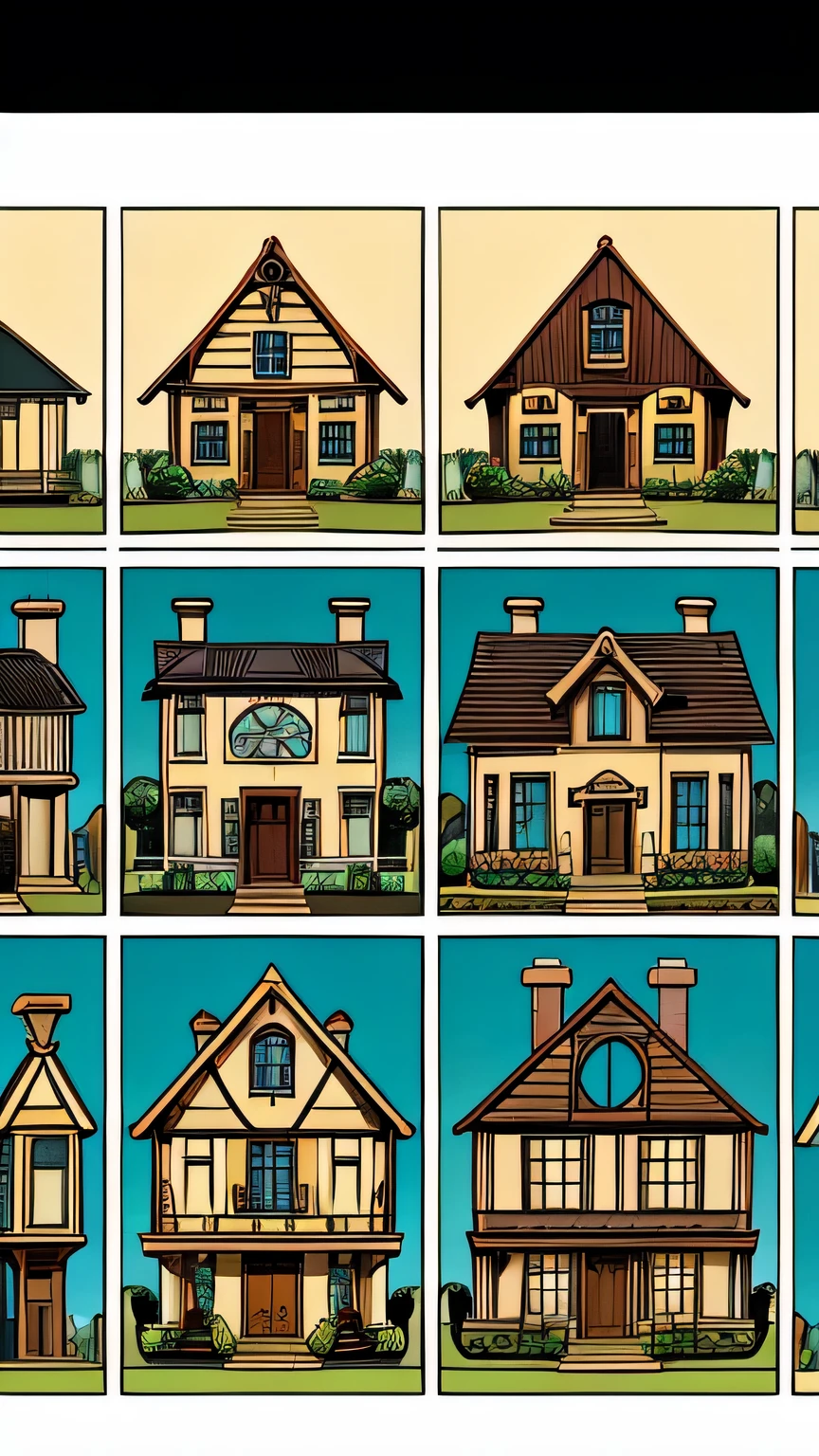 Four different houses in a grid format 