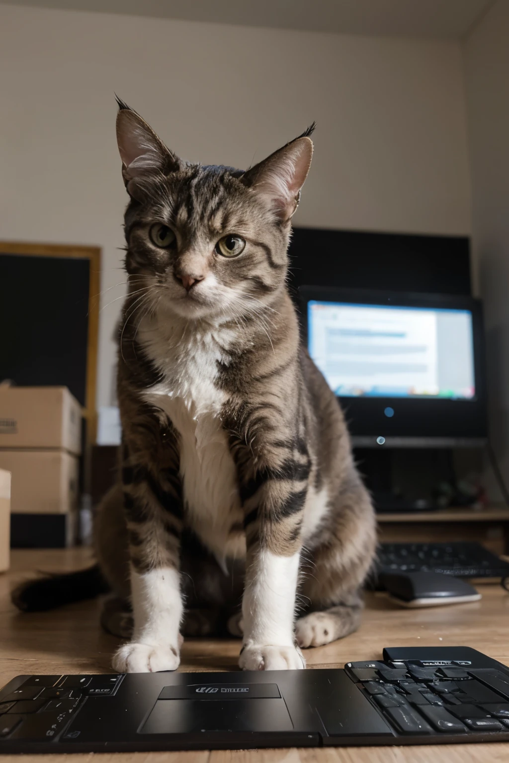 creating a meme of a cat:
Image: A picture of a cat sitting on a laptop keyboard, looking annoyed.
Text: "When your cat decides it's time for a keyboard takeover, and suddenly you're typing in meow-language."
