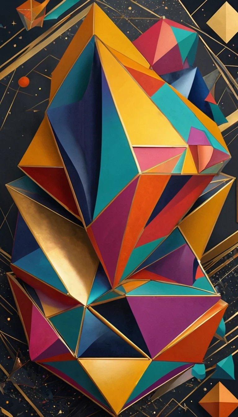 (Masterpiece,hyperdetailed,bestquality), glamourous giant geometric shapes, professional artwork, masterful technique, 8k resolution,