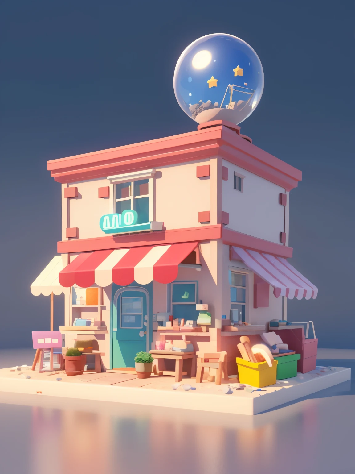 Pharmacy element construction,Small shop,Assembly line engineering,Portet,Transparent sphere,arte 3D,c4D,rendering by octane,3Drenderingof,Light traction,claymaterial,pixar trend,Popmart blind box,Animated lights,depth of fields,super detailing,pastel colour,Solid model,clean backdrop,Fine shine,Soft focus,oc,Blander,IIP,Look up at the perspective,best qualtiy,8k