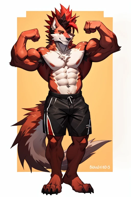 ((solo)), (anthro) fox, nick wilde:1.8 (zootopia), adult, mature, masculine, slim:1.2, skinny:1.2, tall:1, (correct anatomy:1.2), vascular veins, (cartoon fur, detailed fur texture:1.3), topless, wearing big black collar (shirtless, boxing gloves, compression shorts), ultradetailed, (by wfa:1.2), (by takemoto_arashi, by vorusuarts, by Traver009:1, by grimfaust:1), natural lighting (boxing_ring:1.4 background), (sweat:1.4, wet:1.6), (lots of sweat flowing down) exhausted, wolf head ((open eyes, detailed):1.2), open mouth (steaming breath:1.2, drooling, dripping saliva, thick drool) tongue sticking out, (serious:1.4) expression), grumpy, sad, lying down, collapsed, defeat