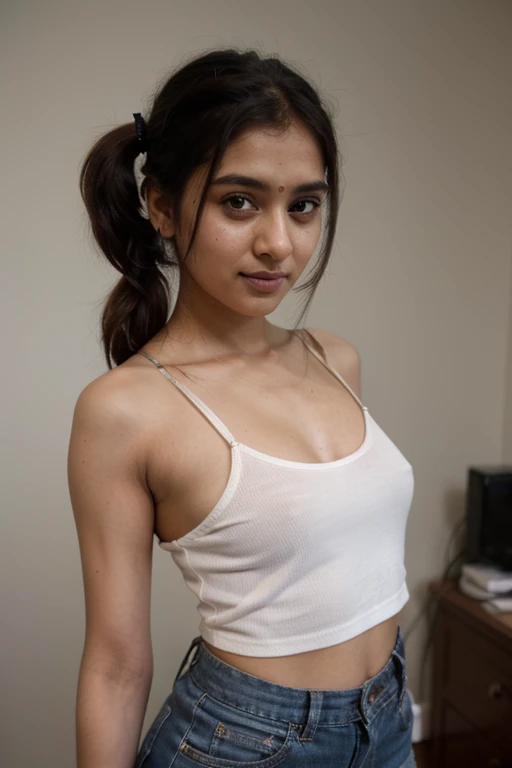 A cute indian girl with pony tail