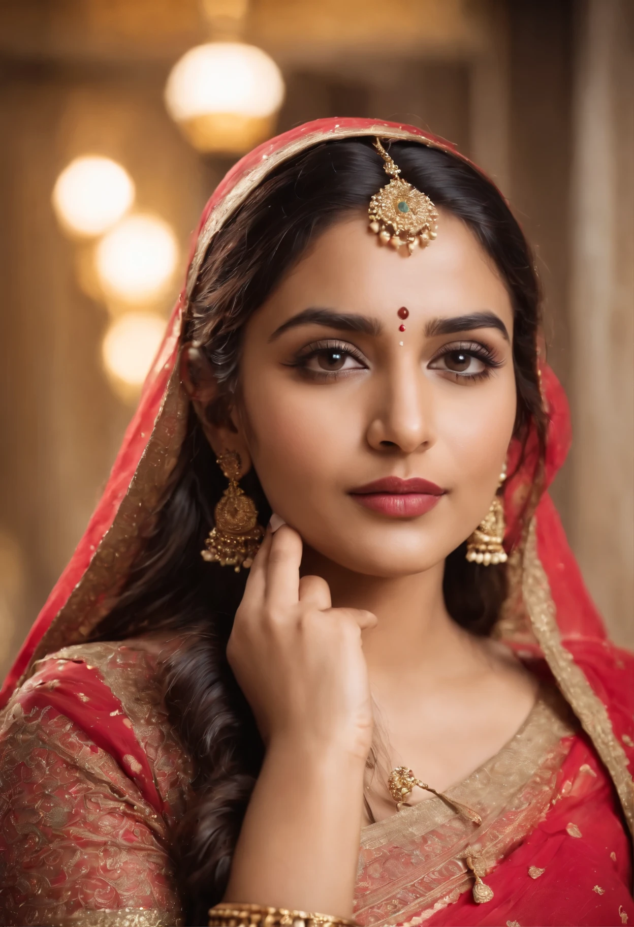 a indian woman posing for a picture, indian,  nsfw, traditional beauty, indian, beautiful goddess, ornate cosplay, indian style, wearing dupatta overhead, indian super model, beautiful maiden, gorgeous woman, south east asian with long, provocative indian, gorgeous beautiful woman, beautiful asian girl, extremely detailed goddess shot, jaw-dropping beauty, deep cleavage,