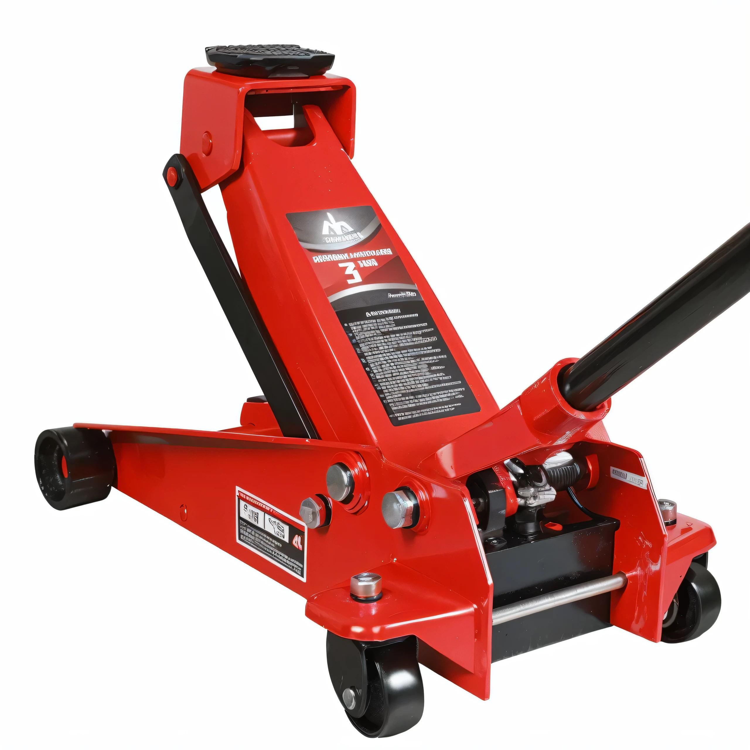 a close up of a red JK with a black handle, HSL, Hydraulic characteristics, Product close-up photos, full height view, JK, Detailed zoom photos, it has red and black paint, very strong, Ruby, High-detail product photos, High quality product image”, hammer, maximum, full image, Official product photos, Detailed product photos, Step,jack