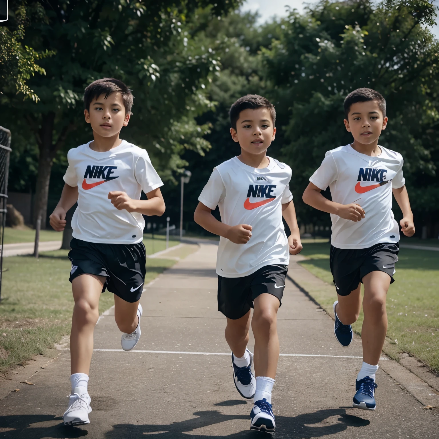 Make 2 boys running with Nike shoes 7 years old for my YouTube channel logo please 8k 