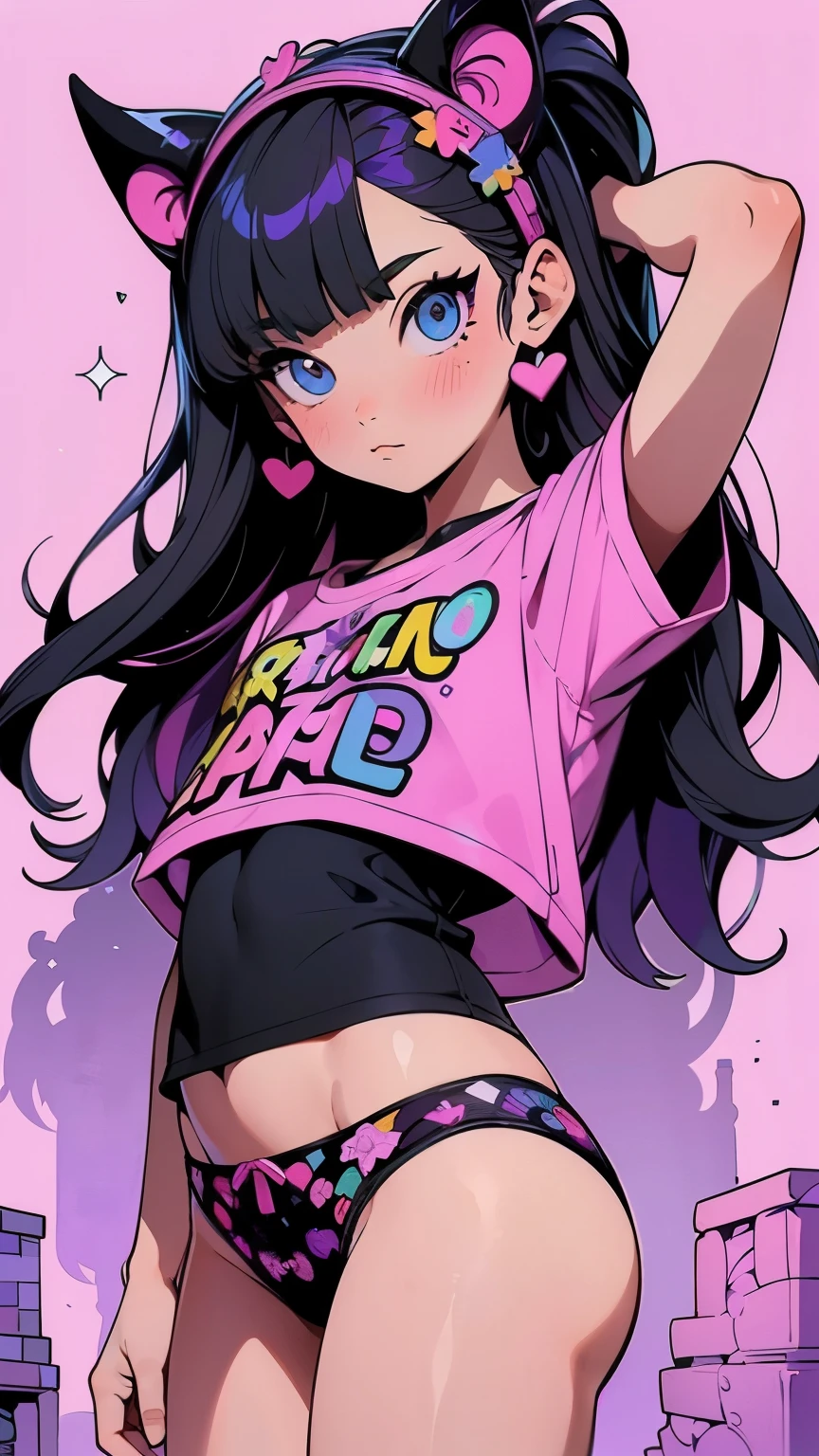 (La mejor calidad,A high resolution,Ultra - detallado,actual),Ariana Grande con una falda morada y un top rosa, Violeta Myers, alex yanes y lisa frank, estilo lisa frank, Sweet girl, traje morado, bella delfina, Lisa - Frank, promotion still, chica adolescente caliente, Leslie David y Lisa Frank, Al estilo de Lisa Frank, En un estilo de arte de Lisa Frank, posando en leotardo y tiara, More detailed 8K.motor irreal:1.4,UHD,La mejor calidad:1.4, fotorrealista:1.4, textura de la piel:1.4, obra maestra:1.8,obra-prima, mejor calidad,objeto Objeto], (detailed face features:1.3),(Las proporciones correctas),(Ojos hermosos azules),  (pose vaquero), (dedos detailed :1.4),( background alley walls stones new york :1.4), (perfect anatomy), (showing children&#39;s print panties :1.4) 