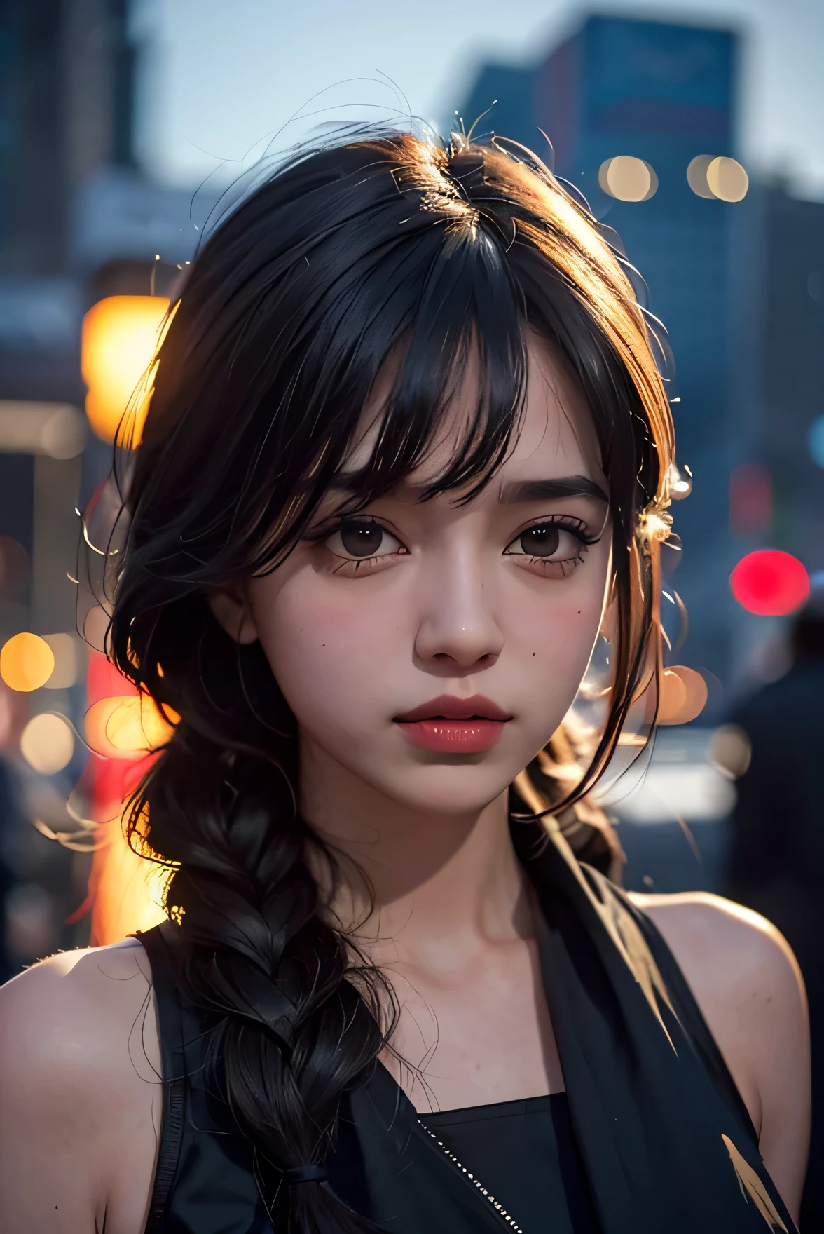 1girl, india street,night, cityscape,city lights, upper body,close-up, 8k, RAW photo, best quality, masterpiece,realistic, photo-realistic,