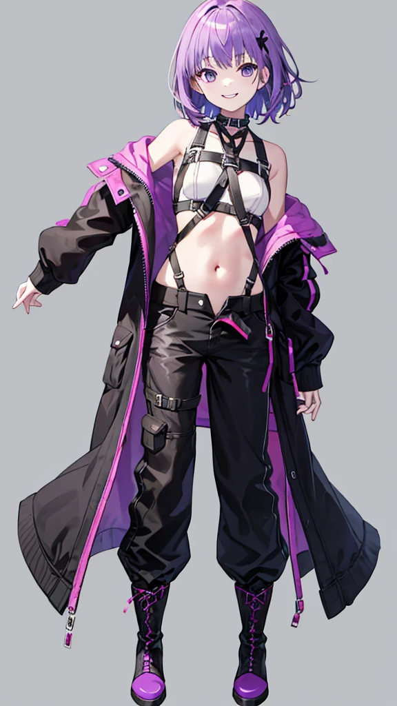 ((Masterpiece, Highest quality)), Detailed face, ((CharacterDesignSheet)), full bodyesbian, Full of details, Multiple poses and expressions, Highly detailed, Depth, ((beautiful Cyberpunk girl)),dressed in ((Harajuku street clothes, tech jacket)) double-ponytail,((colorful Cyberpunk hairstyle)), extremely beautiful,High Balance, NSFW