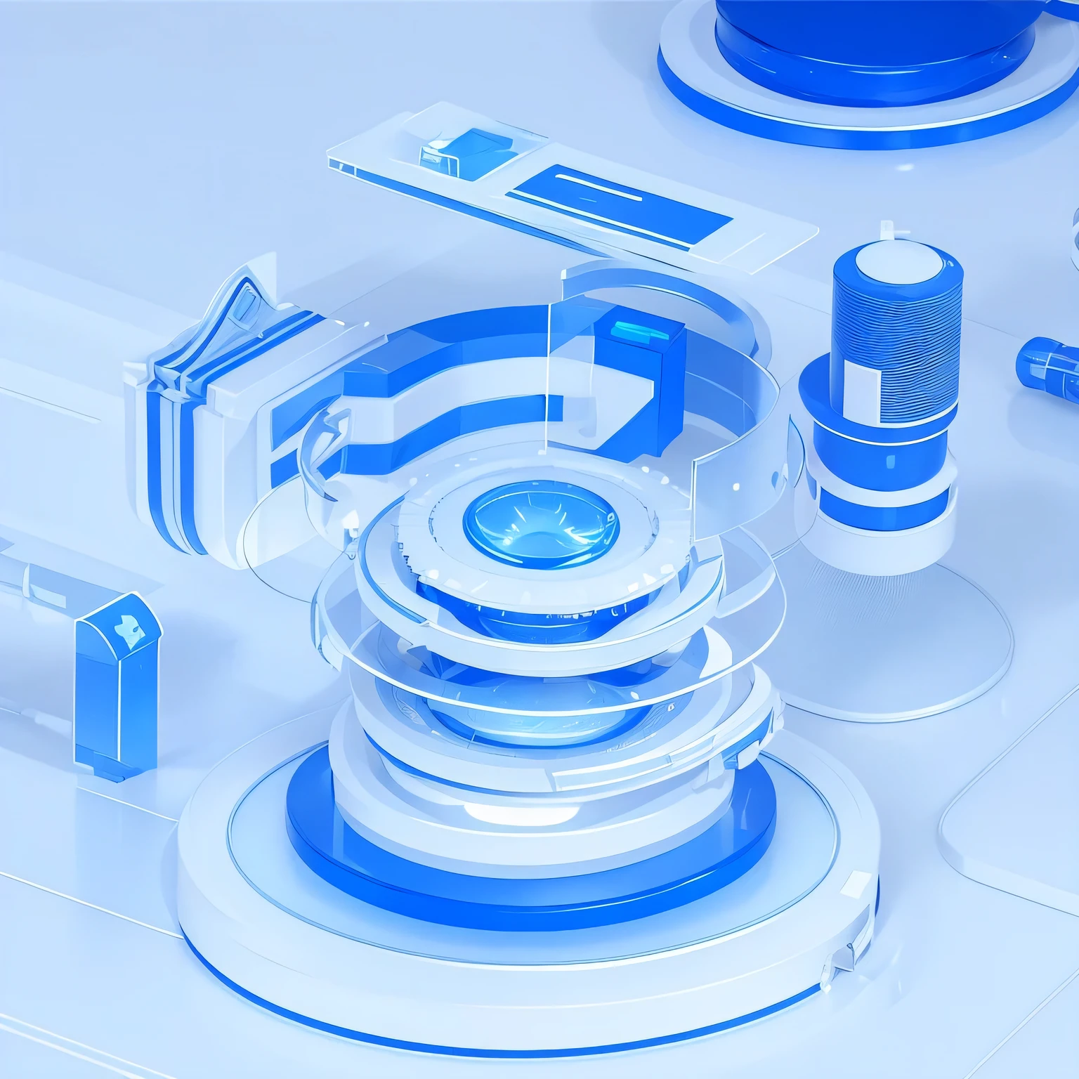 (masterpiece,highest quality,high resolution,highest resolution,white background,complex details,best quality:1.1,blue and white,technology,glass ground,frosted translucent glass,blue glass,gears,mechanical,mechanical parts,icon,mechanical device)