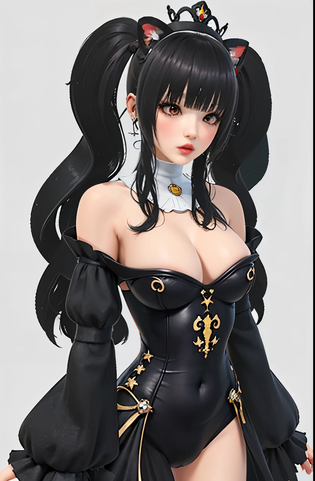 ,((long hair slightly wavy slightly past the shoulders, black bangs, small black pigtails on the sides, cute cat ears, beautiful thin red eyes,)),Rosalina as a nun, empanadas negras cubriendo sus pechos, senos completamente expuestos, adaptar, Perfect Body, Perfect Face, Perfect Body, Perfect Hands, Perfect Fingers, Perfect Condition, Perfect Shape, labios gruesos caderas anchas muslos gruesos hermoso Hiperrealismo fotorrealista, trend on Pixiv trend on civitai perfect composition perfect representation innovative design masterpiece kawaii flawless, en una iglesia, El mundo de Super Mario, final fantasy style, pechos masivos, biggest breasts possible, escote masivo, ecchi, hentai, hentai realista, despertado, hard areolas, areolas que sobresalen, bleeding from the breasts, super thick, con curvas, abdominales, Flawless beauty Perfect skin Perfect makeup Perfect angle Perfect view Perfect church Mario World style, Rosalina as a nun, pechos cubiertos de empanadas, descamisado, black heart-shaped empanadas, areolas en forma de corazon, abdominales, muslos tonificados cuerpo tonificado Azur Lane