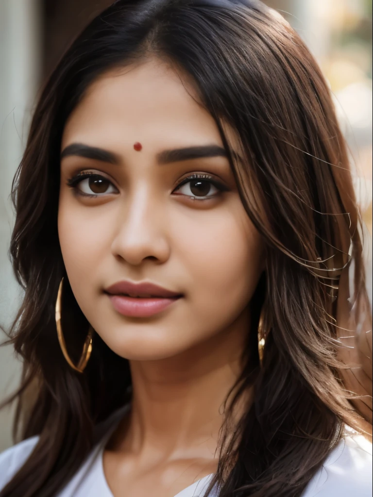 (best quality, ultra-detailed, realistic:1.37), professional, beautiful detailed eyes, beautiful detailed lips, detailed facial features, natural skin tones, perfect skin texture, delicate facial expressions, image in high resolution, realistic face, realistic skin, plain face, natural smile, highly detailed hair, 18yo, (Kiran, beautiful Indian young woman), embraces modern fusion fashion in a stylish combination of a Kurti with Jeans and trendy accessories. The high-resolution image captures ultra-detailed realism, highlighting Kiran's captivating eyes, expressive lips, and graceful facial features. The contemporary urban setting adds a modern touch, creating a visually captivating representation of Indian style and cultural fusion.