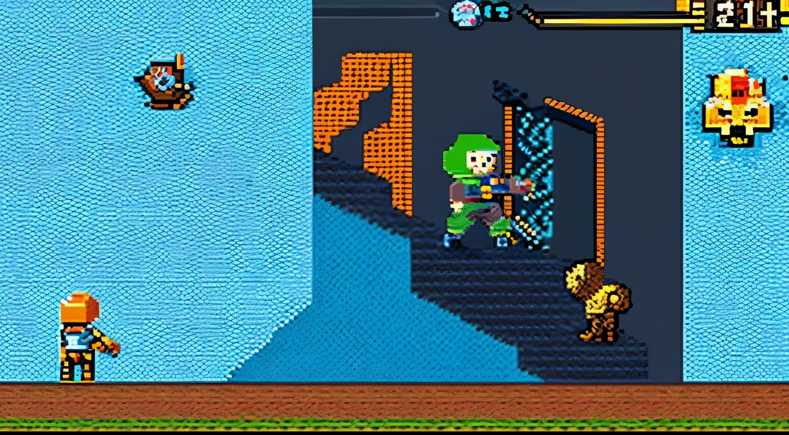 pixel game,character design,Sci-fi suit,Warrior with a laser gun, Pixel art #pixelart