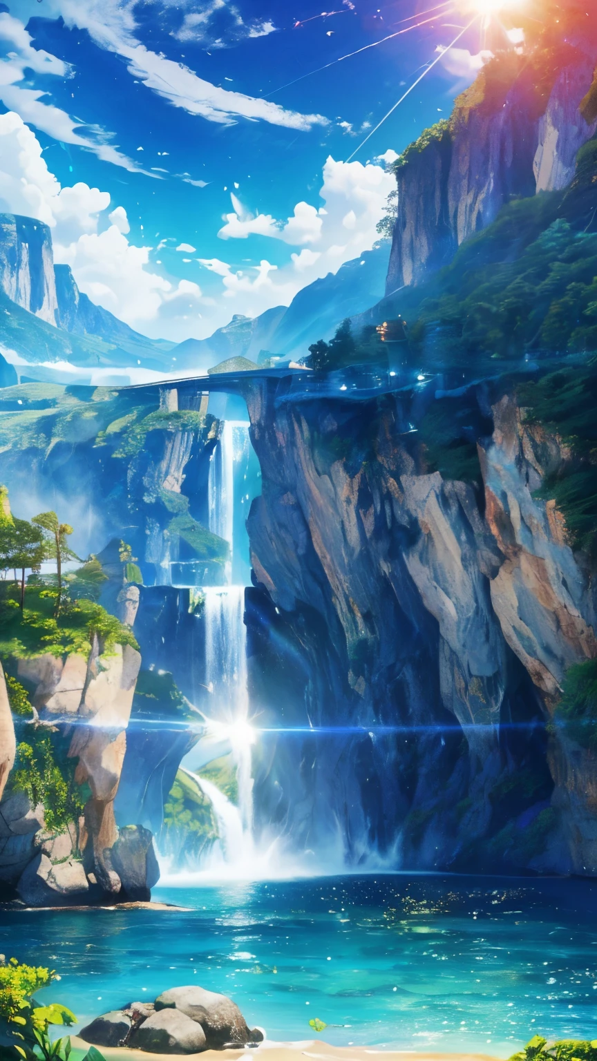 (logo、amazing、8K、table top、Raw photo、amazing、最high quality、フォトリアリスティックかつvery detailed、CG、high quality、very detailed、story poem、Particle Effects、Dynamic Effects、Text Boundary Depth、Cinematic Light、Lens flare、ray tracing、tabletop、real、ultra hd、fantasy)、beautiful water、splash of water、flow of water、Water swell、fantastic beauty、透き通ったgreenい水の美しさと輝き、The tranquility and beauty of water、wonderfulWind景、Beautiful natural water、green、Wind、wonder、wonderful
