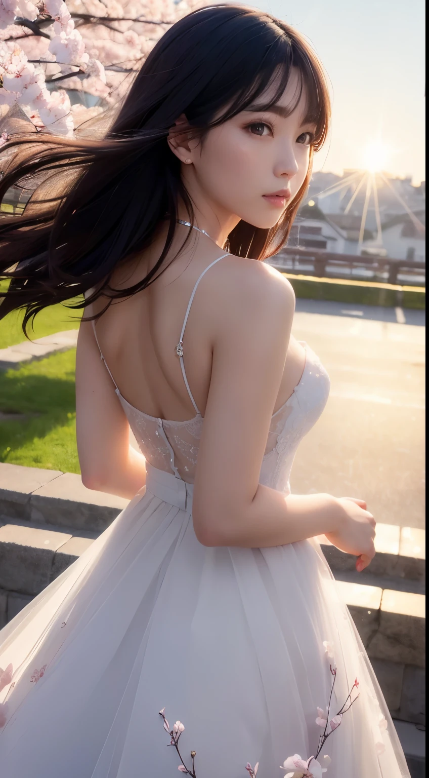 {{{masterpiece}, }}, {Highly detailed CG Unity 8k wallpaper}, wonderful, In detail, alone, {{Floating Hair}, }, {{cherry blossoms}, }, Outdoor, null, {{Wind}, }, Detailed Background, Beautiful attention to detail, See through:Evening Dresses:0.3, Cleavage, Bright Eyes, {{whole body}, }, Dynamic pose, Dynamic Angle, Cleavage, View your viewers, Detailed clothing, Cinema Lighting, close, Highest quality