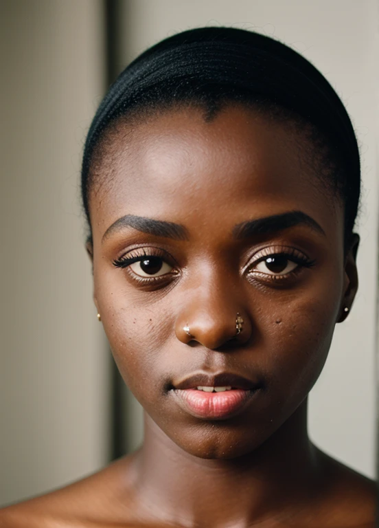 close up upper body portrait of black Nigerian woman , by Flora Borsi, style by Flora Borsi, bold, bright colours, ((Flora Borsi)), by Gerda Taro, 