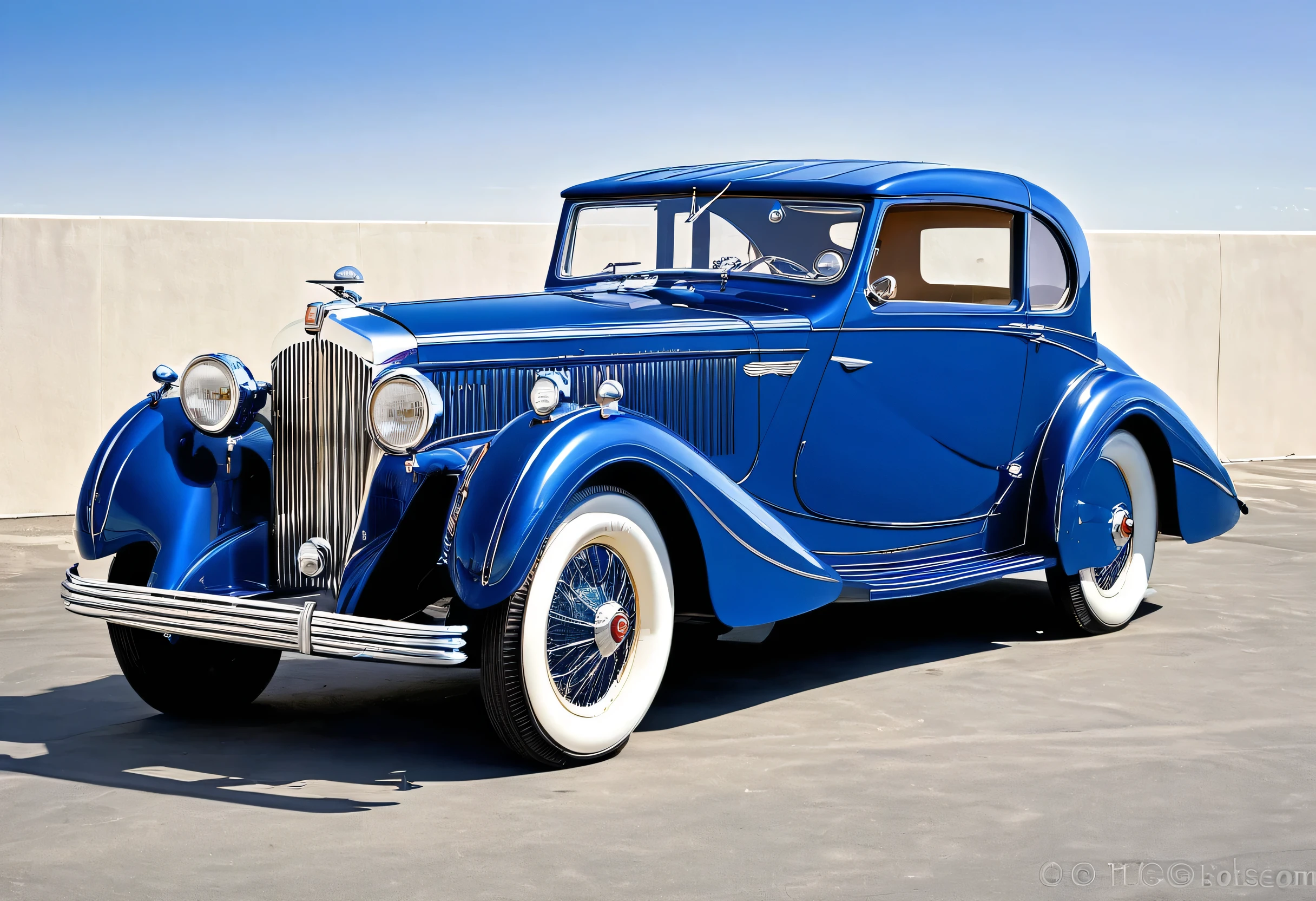 1930's art-deco Delahaye coupe, blue bodywork