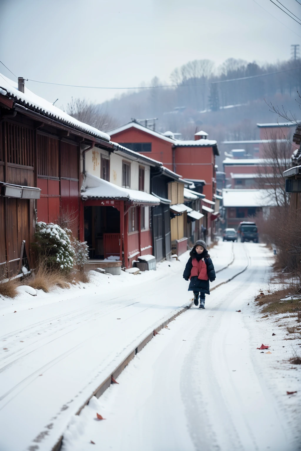 The poor rural areas of Henan in the 1990s,Winter scene,There is cotton,There are fallen leaves,There is cold wind,There are small children,There are farmers,There are villages