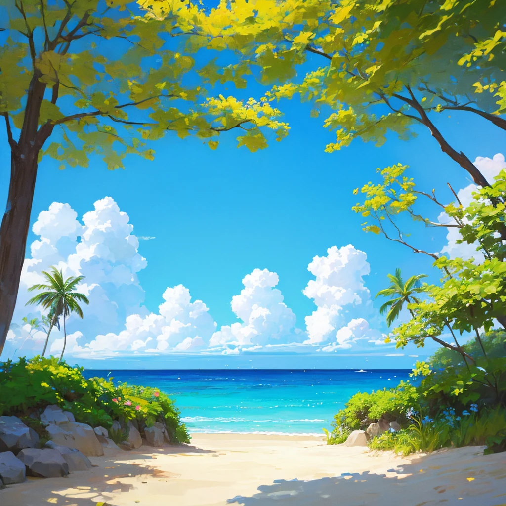 sandy beach、blue sky