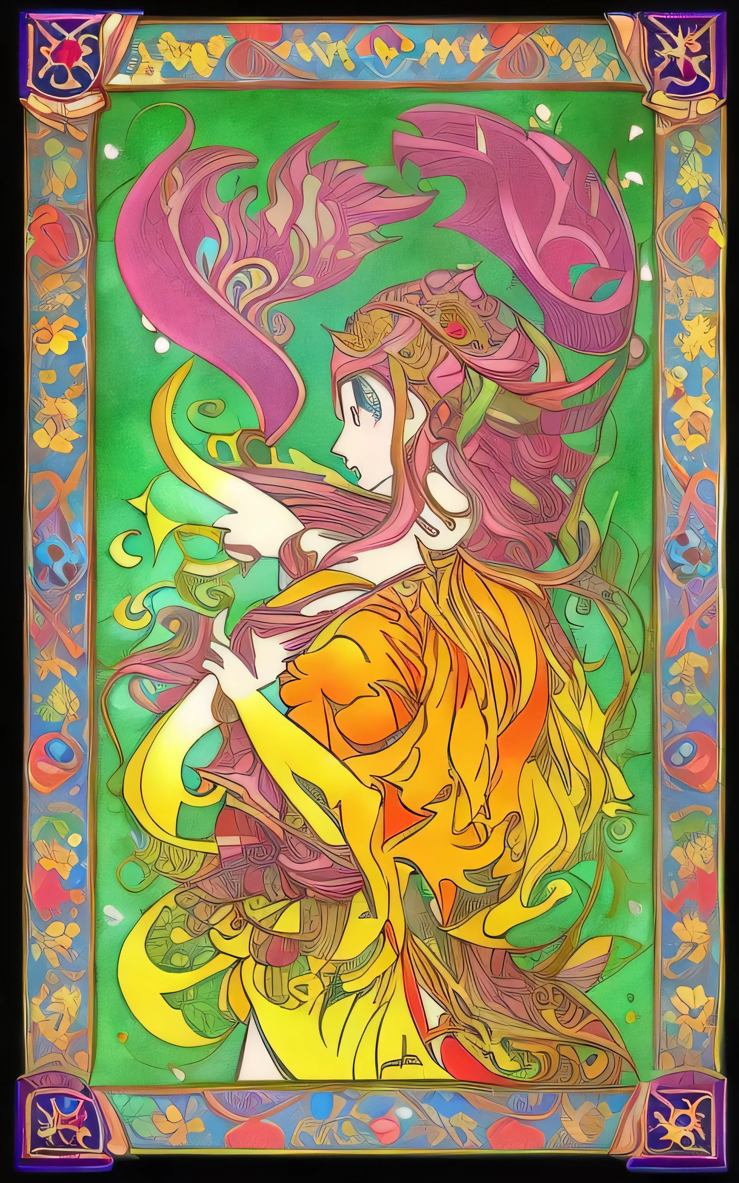 a drawing of a woman in a mermaid costume holding a sword, yoshitakka amano karol bak, inspired by Patrick Woodroffe, yoshitaka amano character design, color illustration, full color illustration, amano and karol bak, michael kaluta, style of yoshitaka amano, style of karol bak, colored illustration