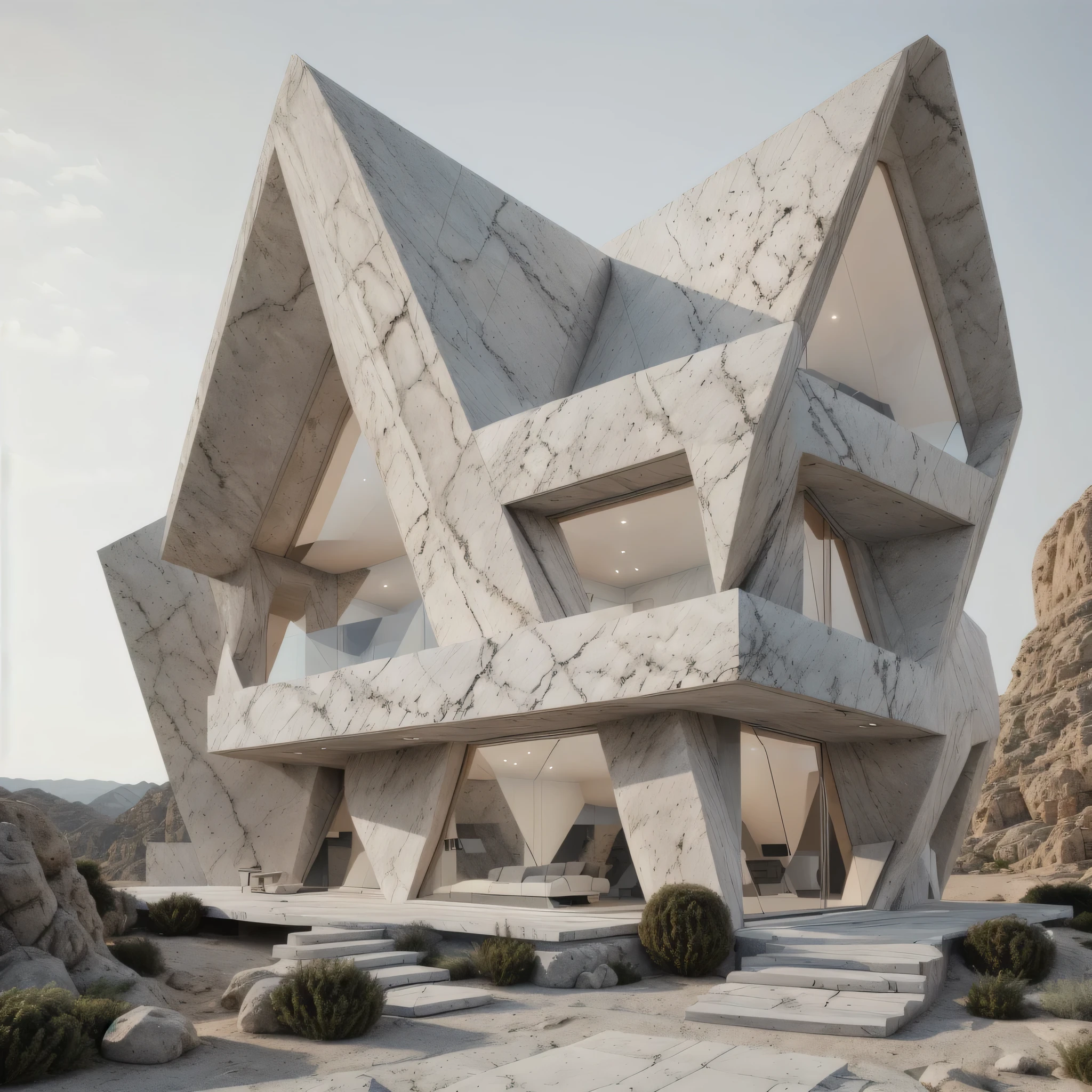 1 HOUSE, MAIN material about white and grey stone