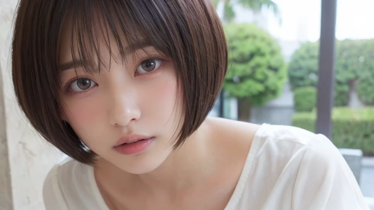 (bob cut hair:1.2),(wearing a blouse:1.2),1 girl,Japanese,21 years old,(small breasts:1.3),(highest quality,masterpiece:1.3,超A high resolution,),(Super detailed,caustics),(Photoreal:1.4,RAW shooting,)ultra-realistic capture,very detailed,High resolution 16K human skin close-up。 natural skin texture、,The pores are、、、、、、Must be detailed enough to be easily identified。 Skin should look even-toned and healthy。 Use natural light and color, sad expression, look at the camera, perfect dynamic composition, outdoor