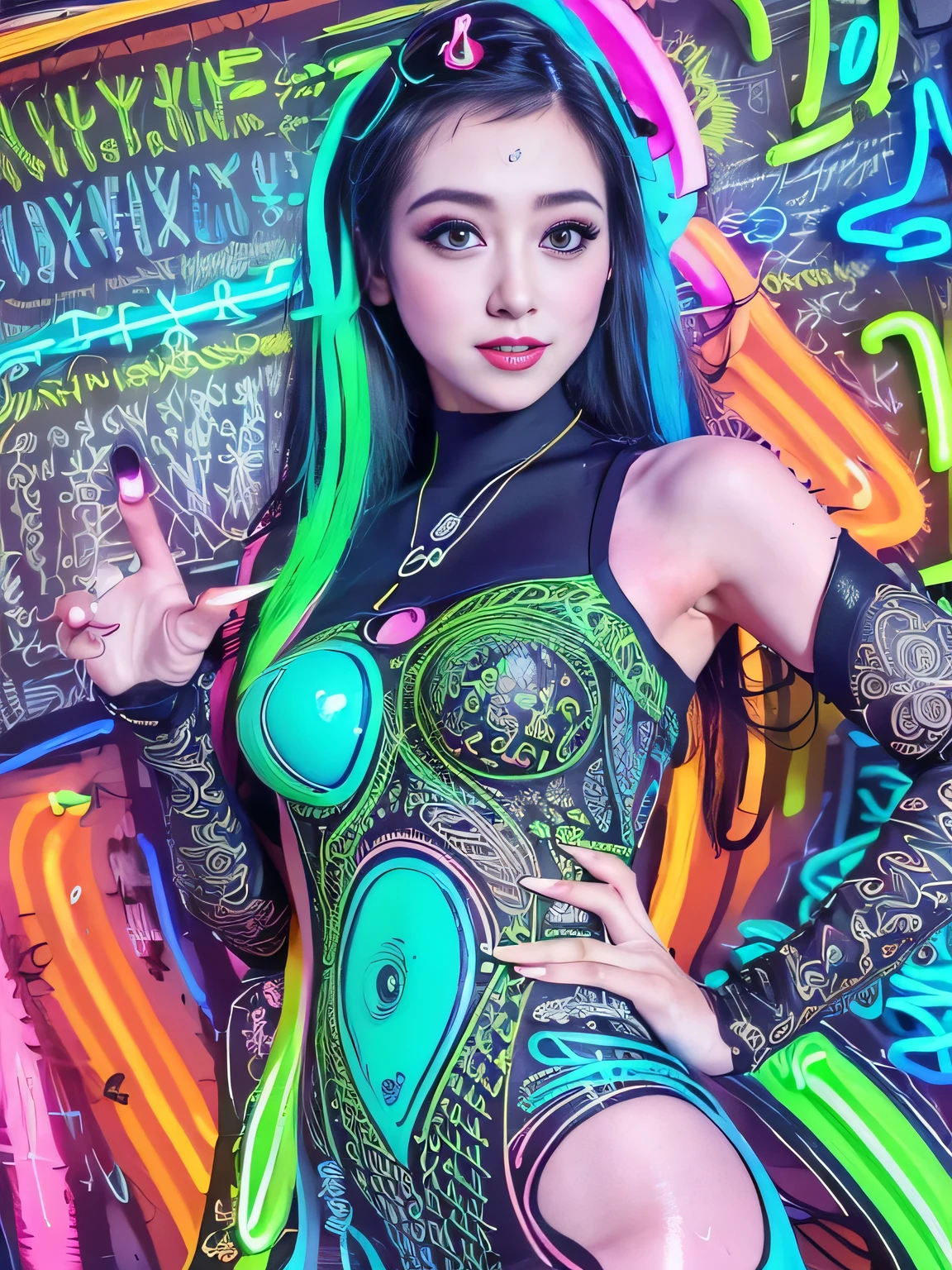 (medium shot) (womans hair is made from thin multicolored neon tendrils:1.7) (long thin multicolored neon string hair is flowing down her body), her hair made of thin multicolored neon tendrils is conforming to and covering her body forming a dress, (neon fibers:1.05), ((cables of neon strings)), scenery is cables and tech, intricate and detailed tech gear chaos, beautiful detailed glow, tentacles of thin multicolored neon strings writhing around, chaos of cables around, neon tendrils flowing, (cables and multicolored neon strings swirling around the character:1.1), (detailed:1.05), (ultra-detailed:1.1), (detailed light:1.05)