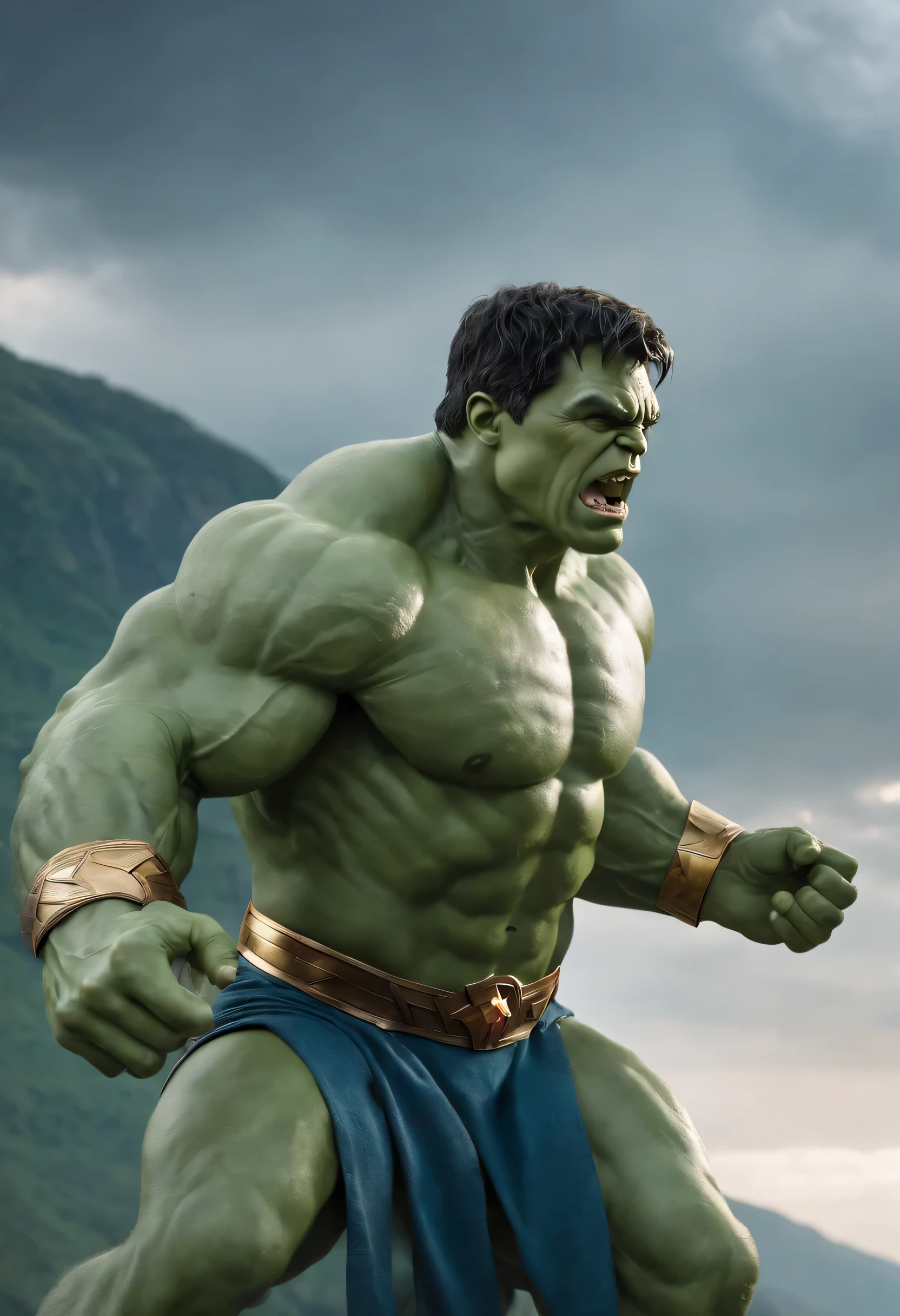 "Amazing Hulk x Wonder Woman",mountain atmosphere