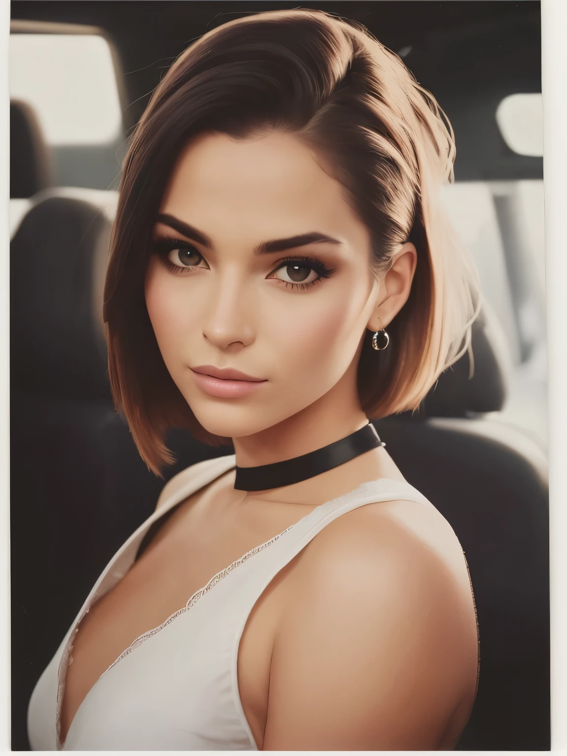 female model, Polaroid proof for a Chanel fashion shoot, hyper-realistic, lifelike, realistic,