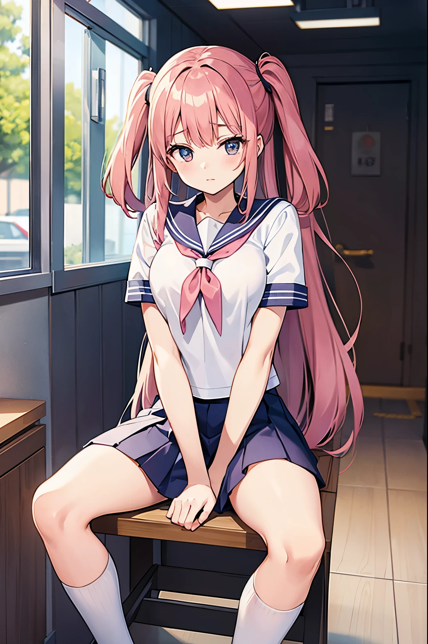 A pink-haired high school girl in a sailor uniform receives a vaccination、A man grabs your arm、Take the syringe and stick it into your upper arm.。.