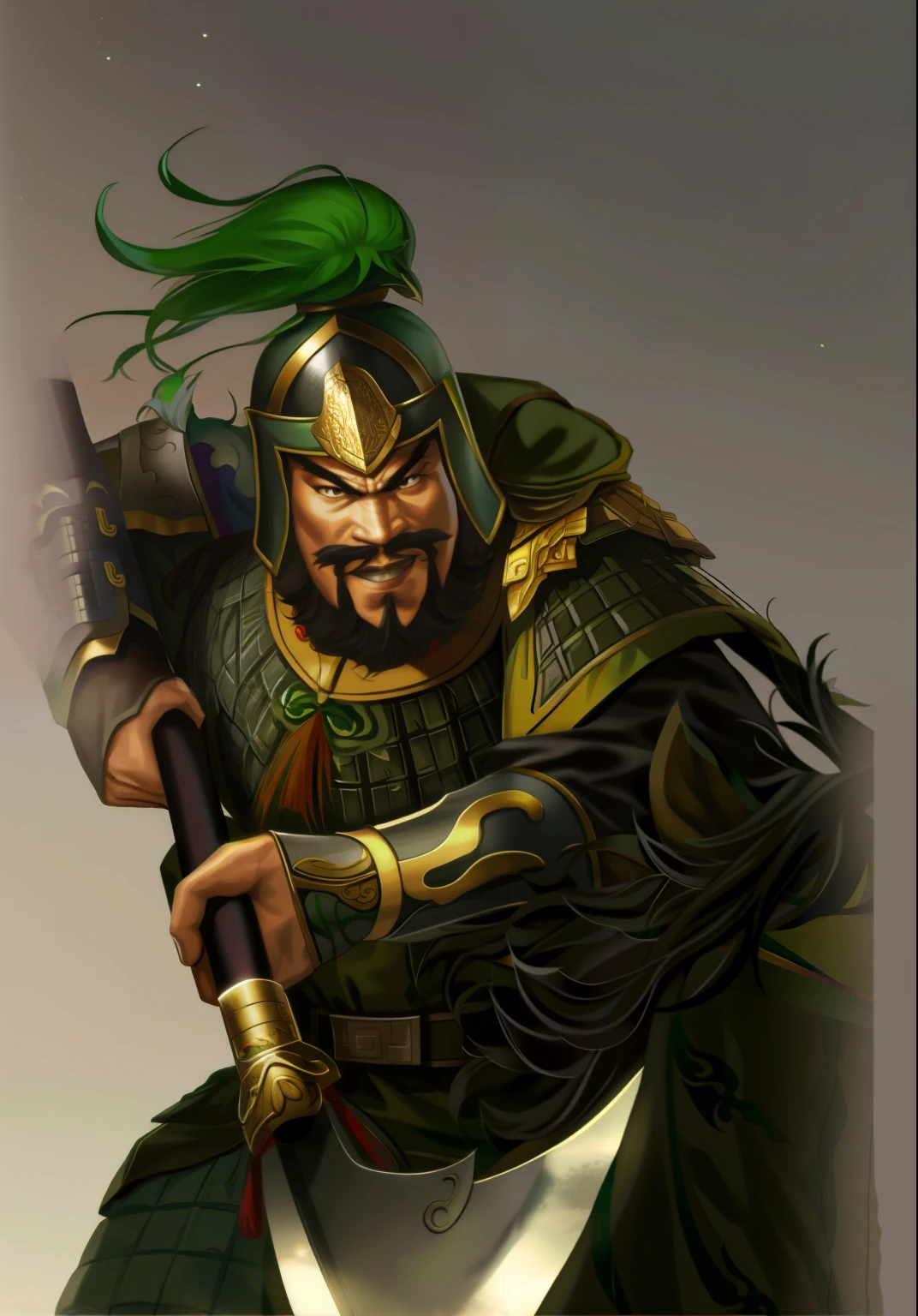 There was a man with a green mohawk，holding sword in hand, Guan yu, bian lian, Inspired by Huang Shen, feng shu, Inspired by Hu Zaobin, Yang Qi, Inspired by Li Kan, Inspired by Wu Bin, , Three Kingdoms of China, Inspired by Shen Zhou, Inspired by Huang Ding, hua cheng, liang xing