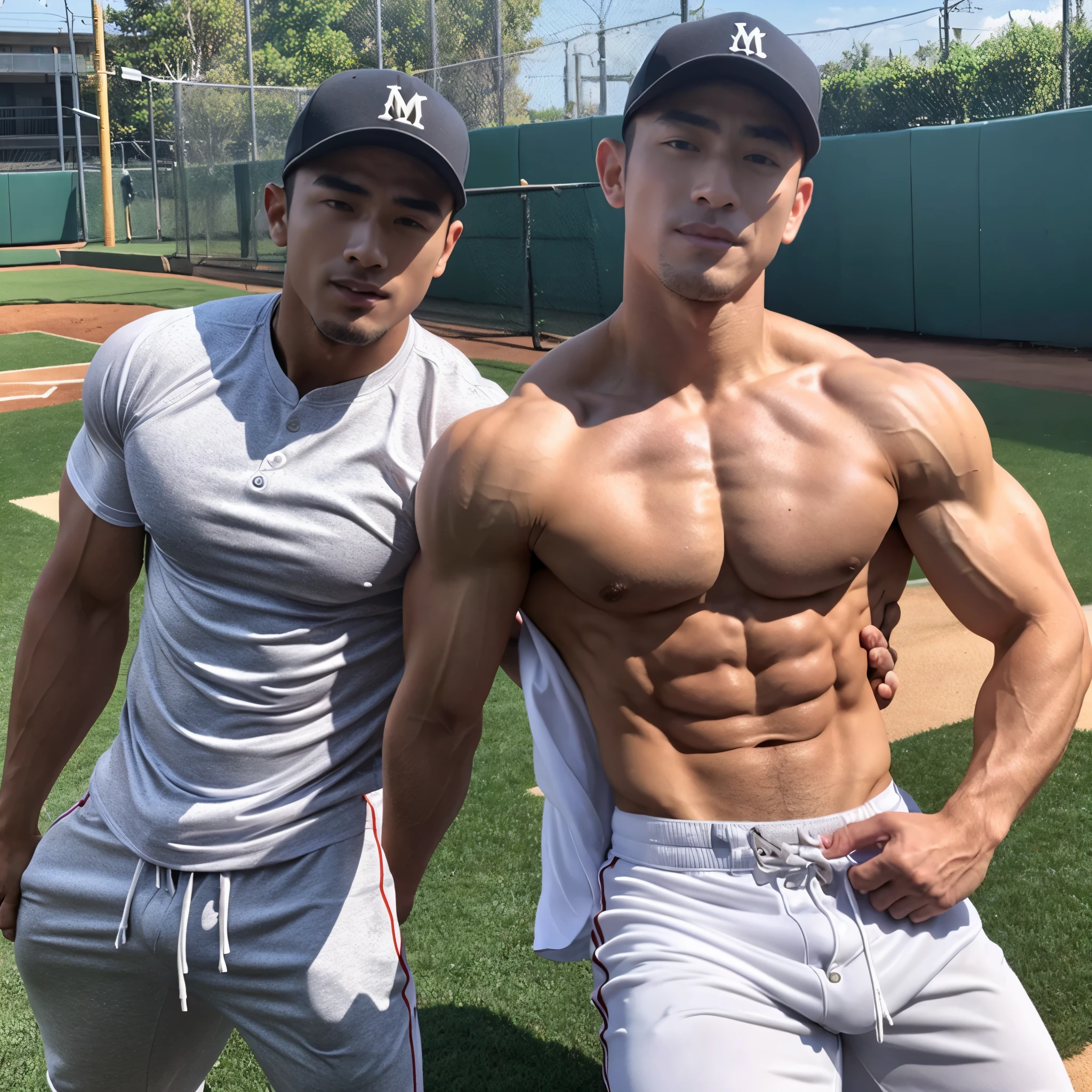 male、Circular cut、Musculoskeletal々、細macho、macho、real、abs、absバキバキ、Pectoral muscle、Peeing、Baseball club、Baseball pants、youth、monk、erection、big cock