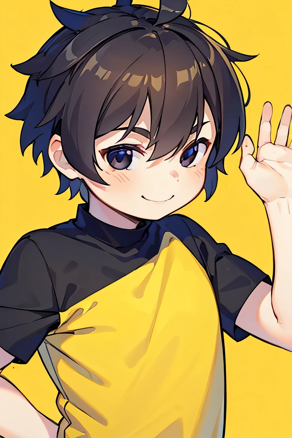 smiling emoji,Boy,Flat style,solid yellow background