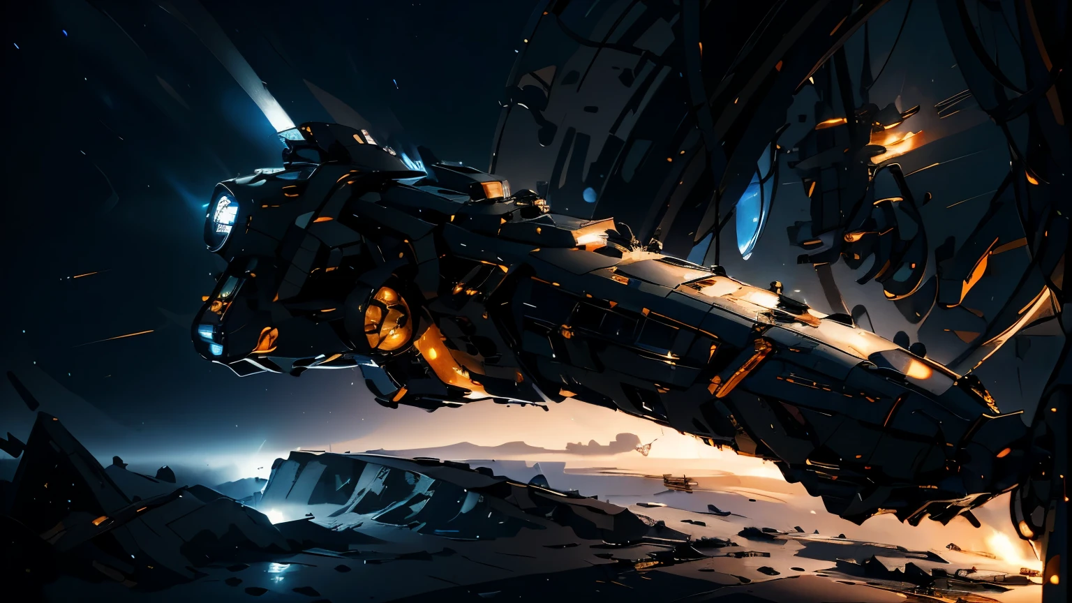 Design a background image,Spaceship as the main body,Incorporating innovative icons、Circuit Diagram、Technology equipment and space exploration elements。Bright and modern colours,Emphasize a sense of technology,Such as blue、Purple and silver。Adding abstract shapes、Lighting effects and motion graphics,4K,super clear。