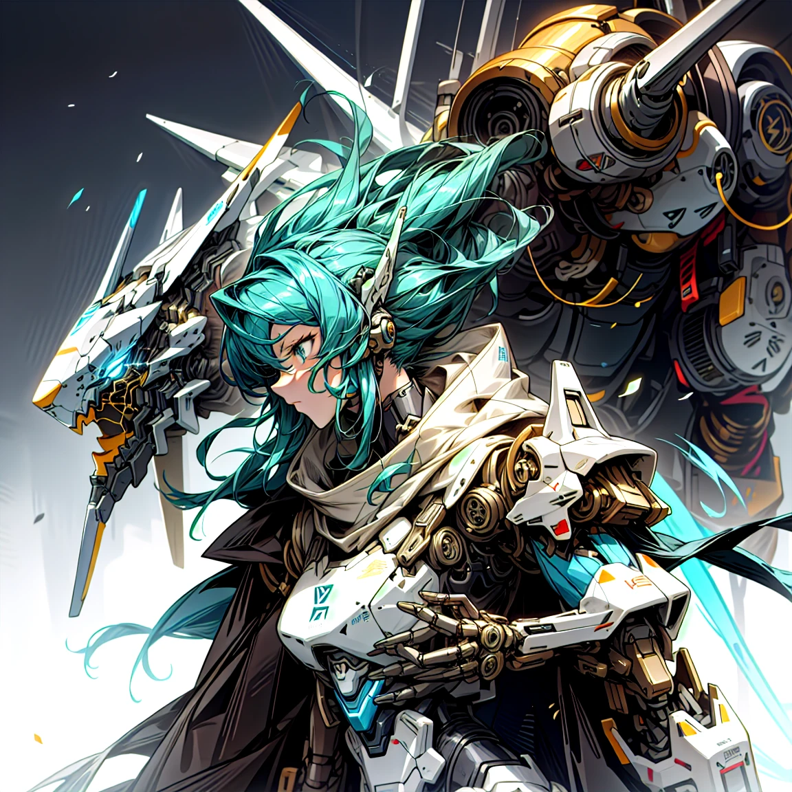 Cyberpunk-style maiden mecha,Girl wearing mechanical cyber armor,Mechanized Valkyries,Anime robot and organic mixed together,Arasaka Kameka,blowjob white mecha,mechanical aesthetic,mecha anthropomorphic penguin,cool mecha style。