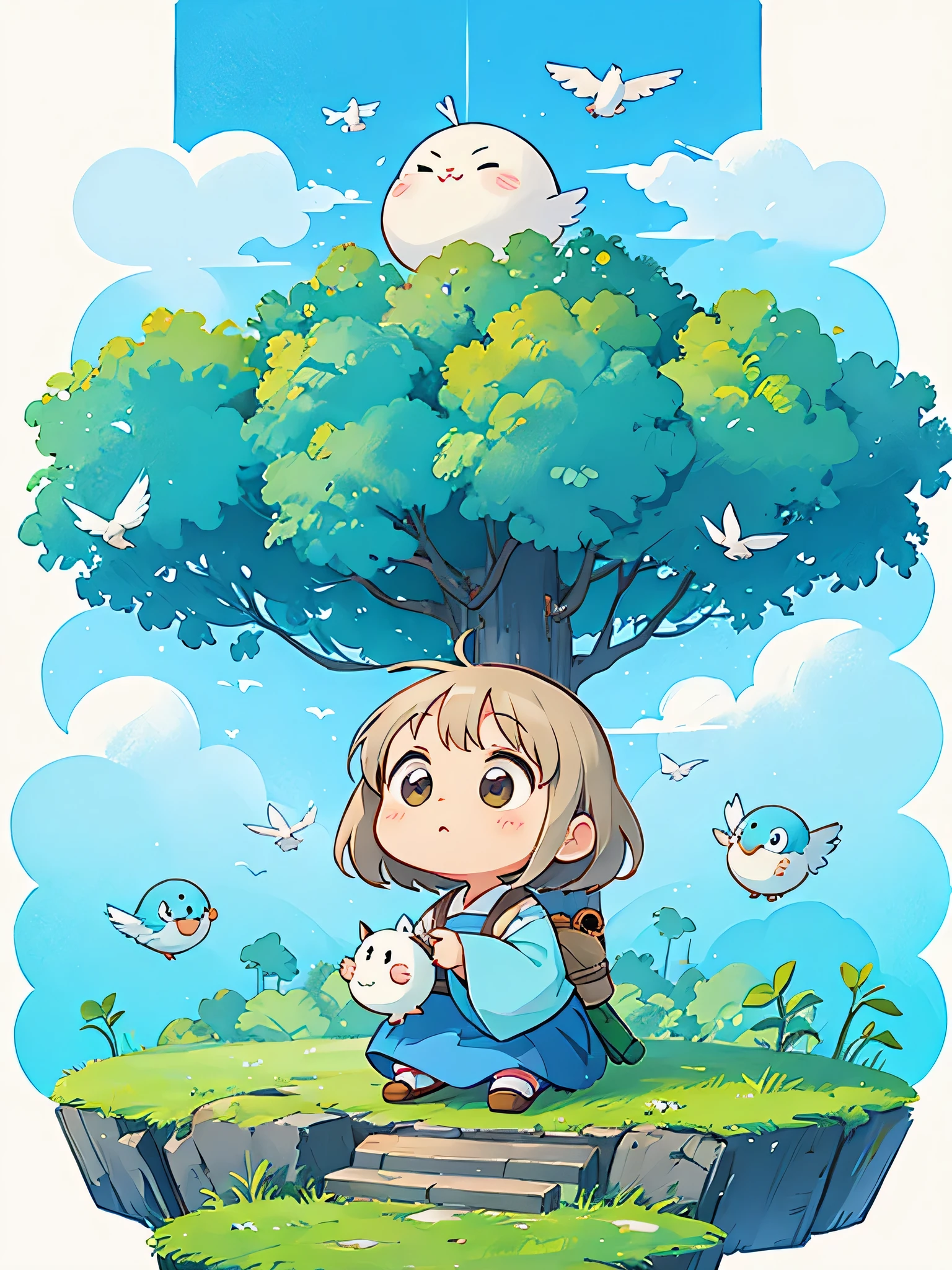 hayao Miyazaki、Kawaii Design, most beautiful girl ever、Chibi, birdie、High walls