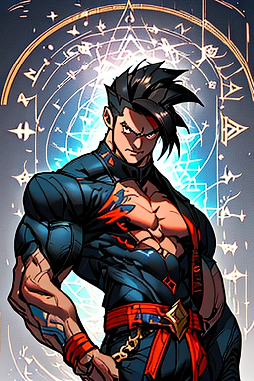 Name: Alex Darkwood
Age: 28
Appearance: Standing at 6'2" with a lean, muscular build, Alex sports sleek black hair and intense, confident brown eyes. His tattoos hint at his love for gaming and adventure.
Personality: Confident and competitive, Alex is a born leader. His strategic mind and quick reflexes make him a force to be reckoned with in gaming. Despite his tough exterior, he's fiercely loyal to his friends.
Background: Raised in a tech-savvy family, Alex found solace in gaming. He excelled, climbing the ranks to become a respected figure in the gaming community.
Skills: Alex is a master strategist and skilled gamer across various genres. He's also physically fit, maintaining his strength through exercise and outdoor activities.
Motivation: Alex seeks challenges to prove his worth and leave his mark in the gaming world, inspiring others to pursue their passions relentlessly.